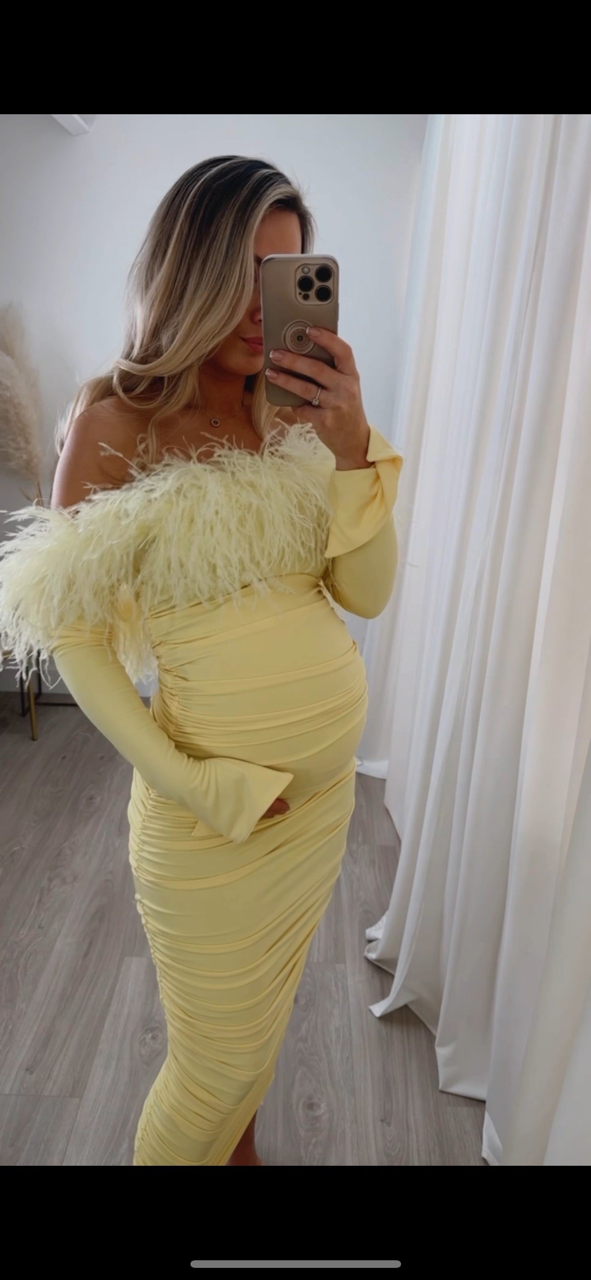 Carrie Ostrich Maternity Maxi Yellow