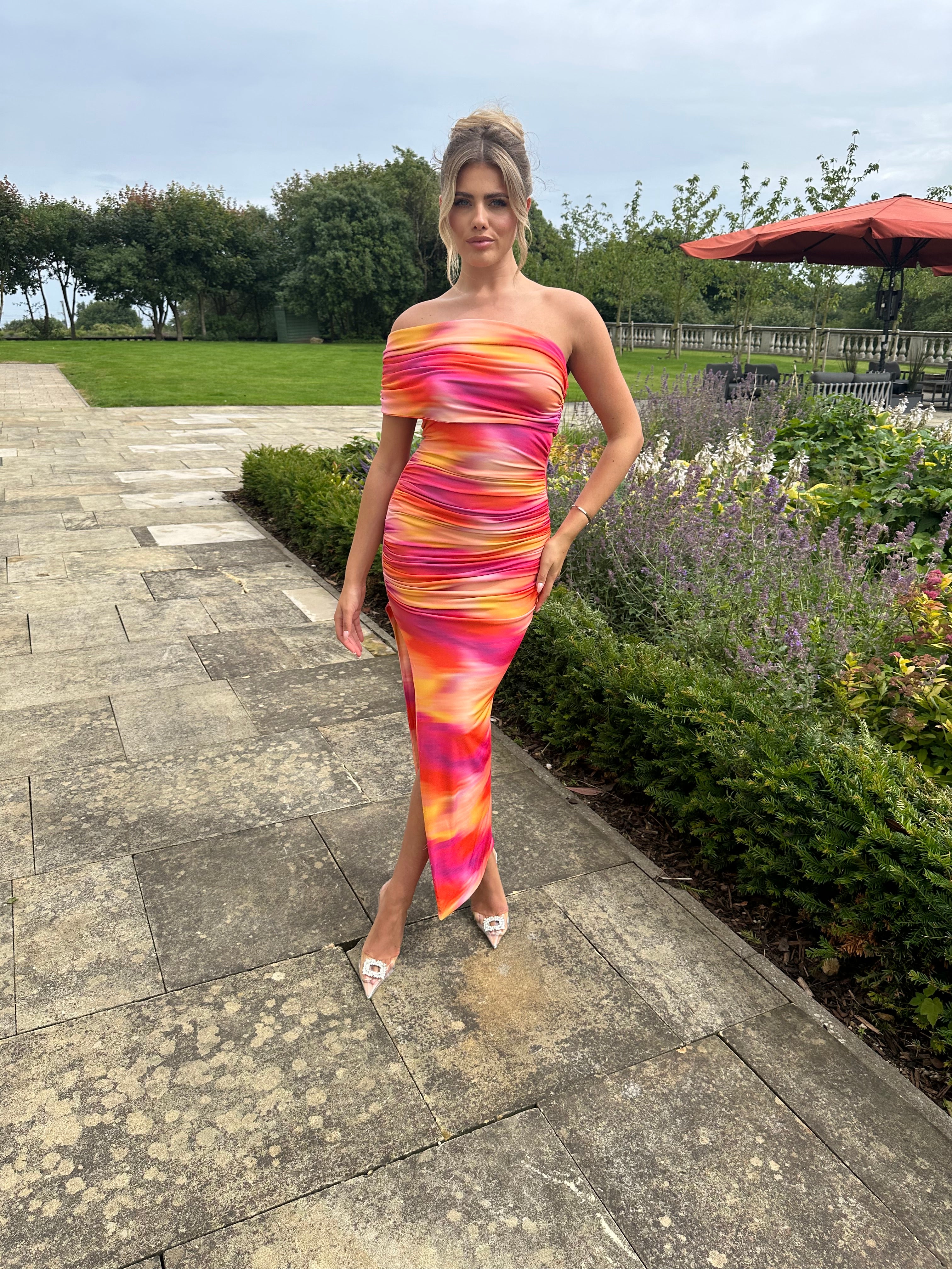 April Sleeveless Midi Dress Pink Sunset