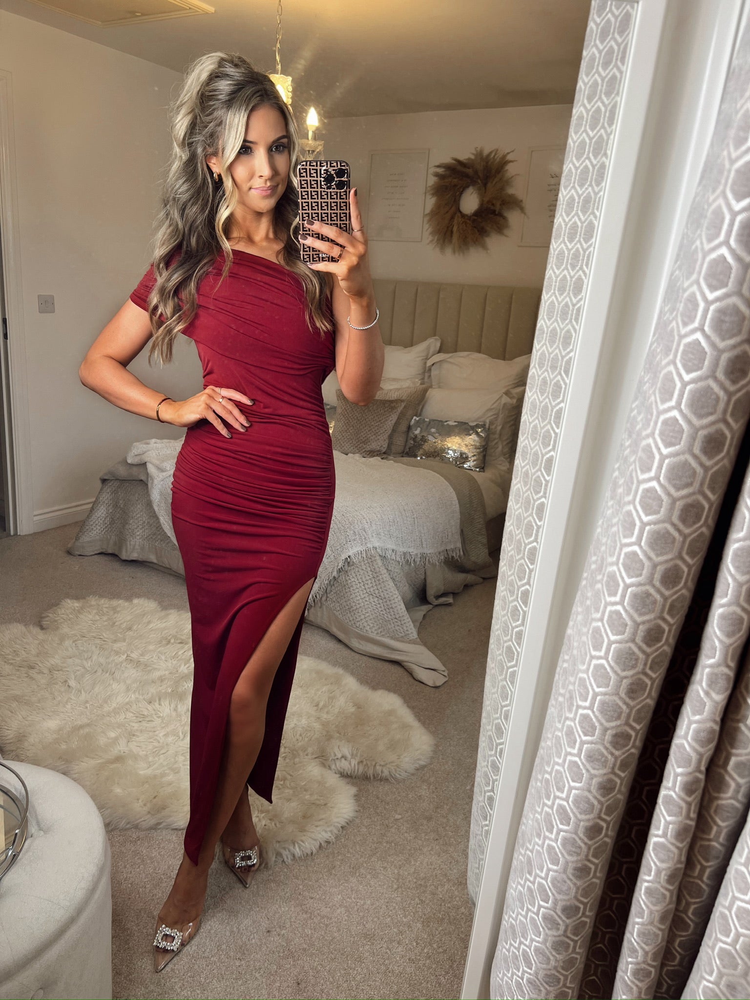 April Sleeveless Midi Dress Wine