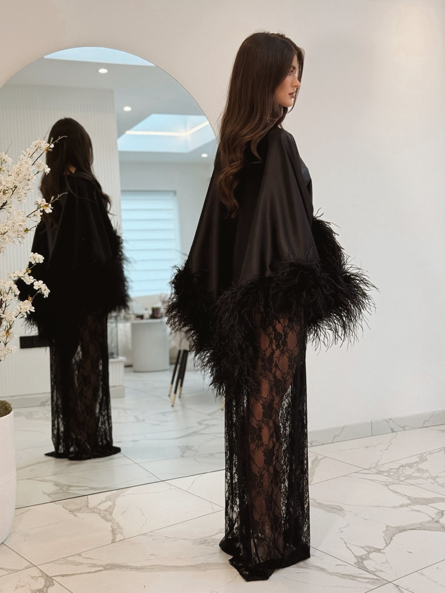 Amina Maternity Cape Skirt Set Black