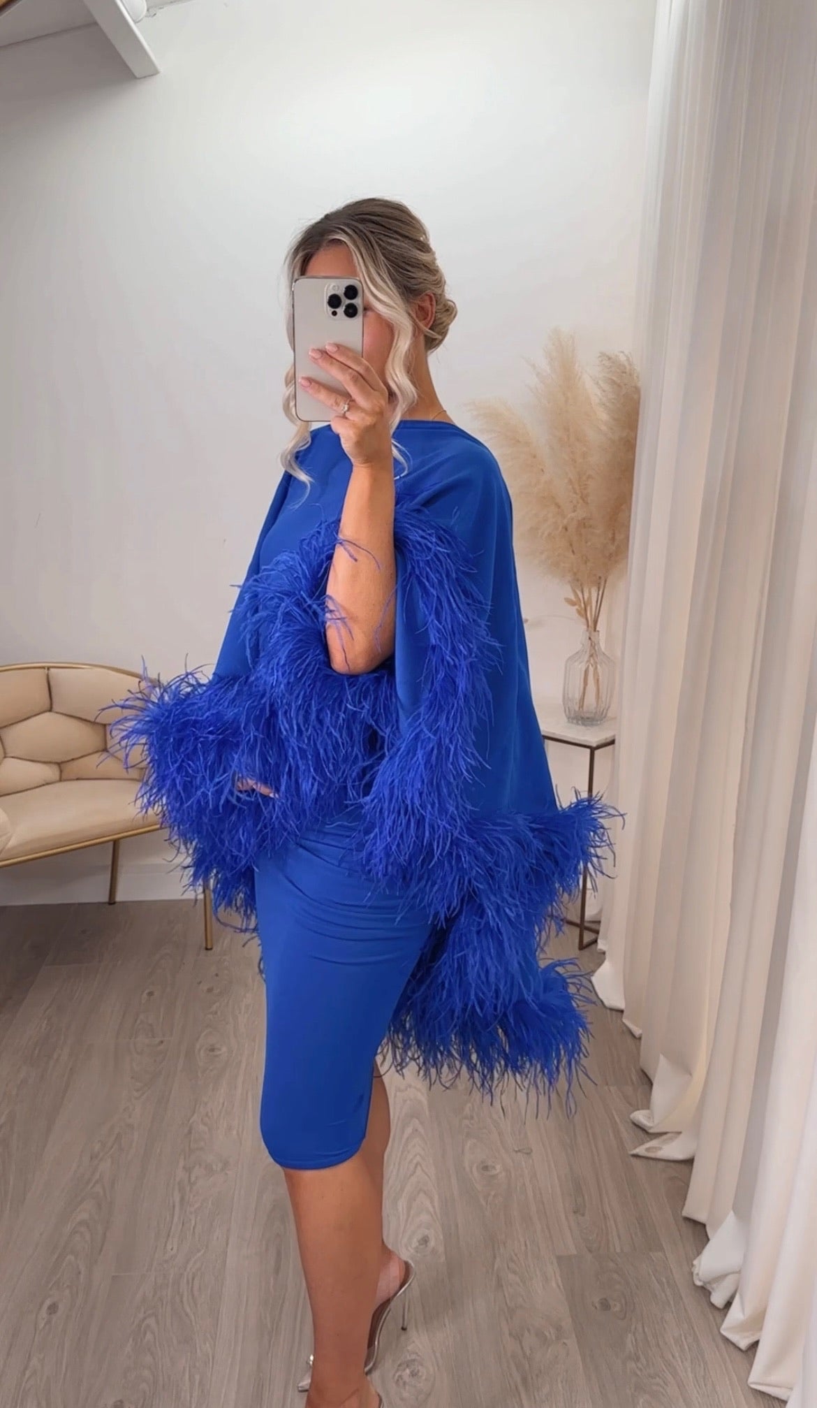 Kylie Cape Midi Skirt Set Royal Blue