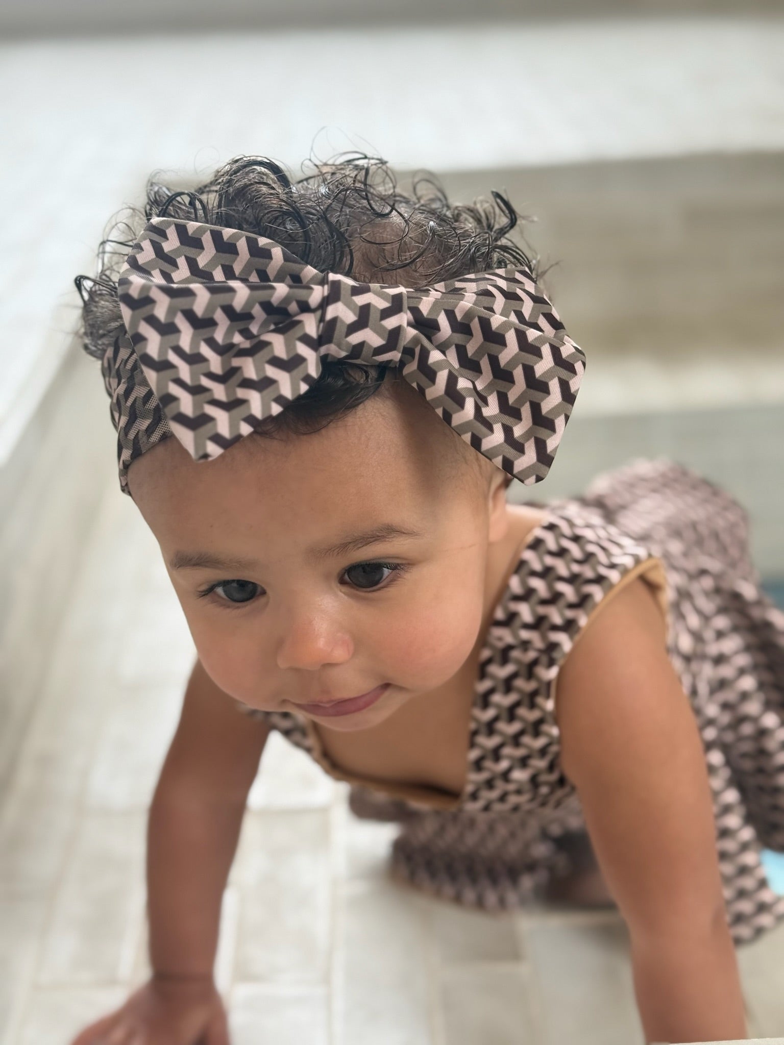 Mini Miami Taupe Bow Headband