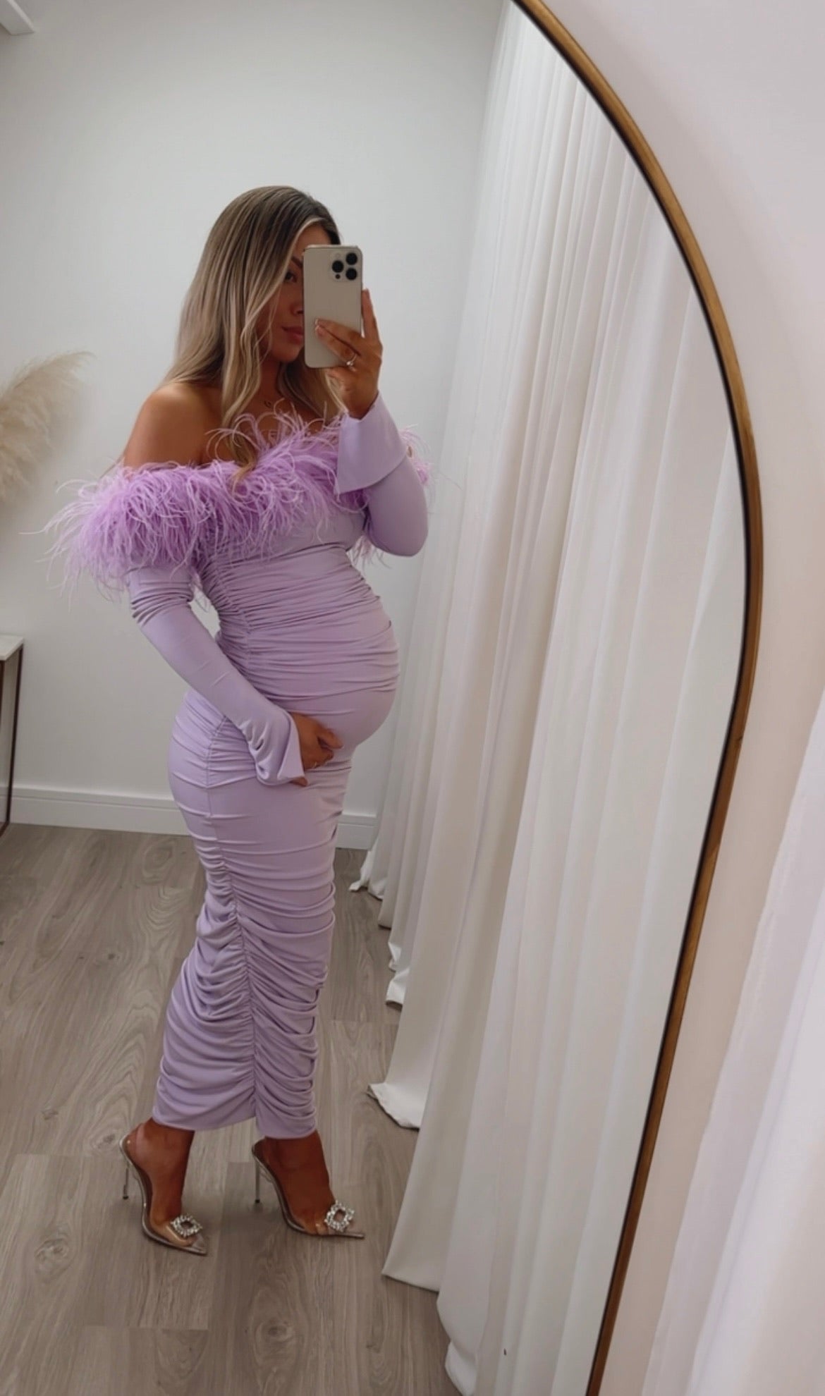 Carrie Ostrich Maternity Maxi Lilac