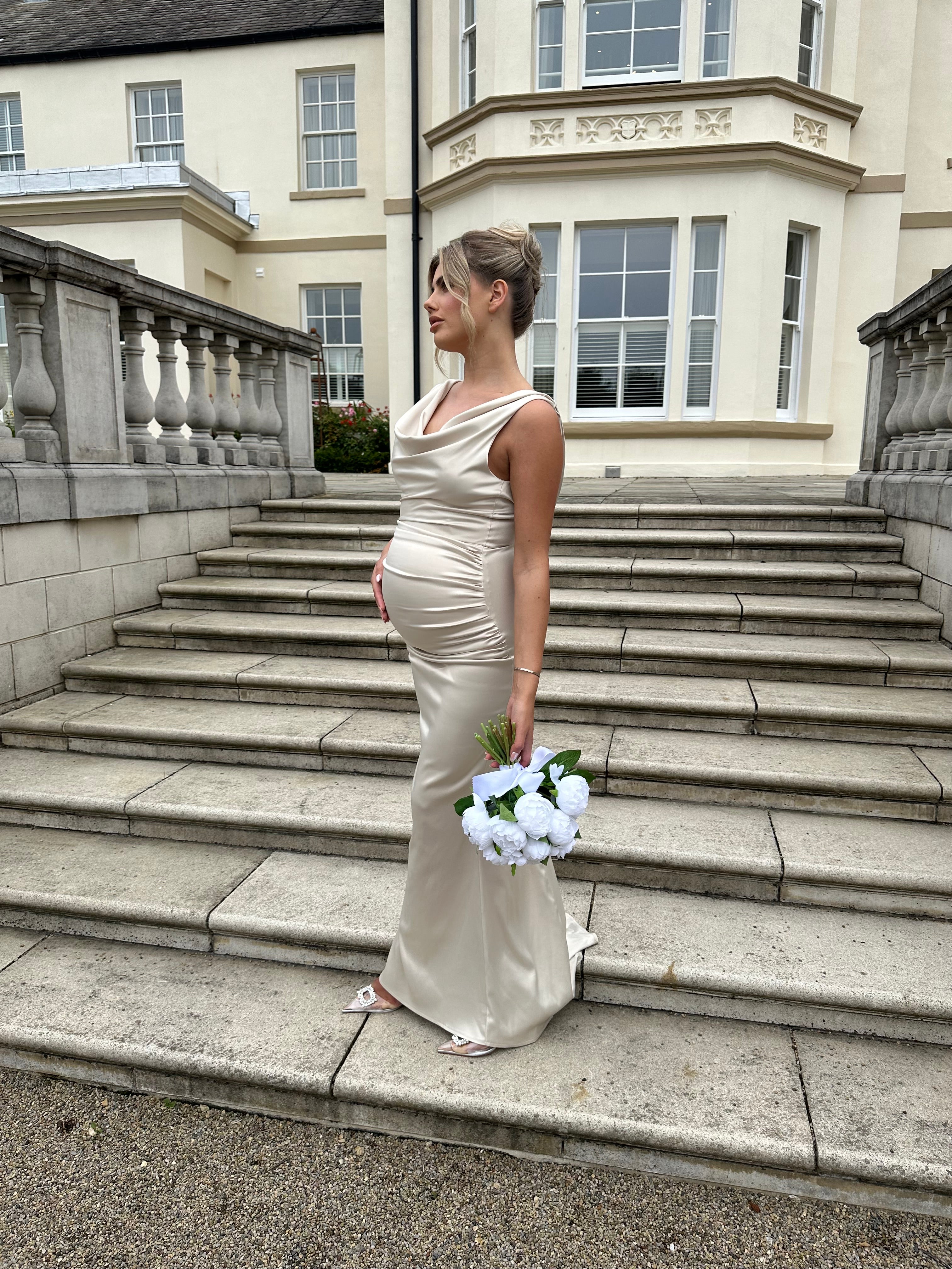Santorini Maternity Dress Champagne