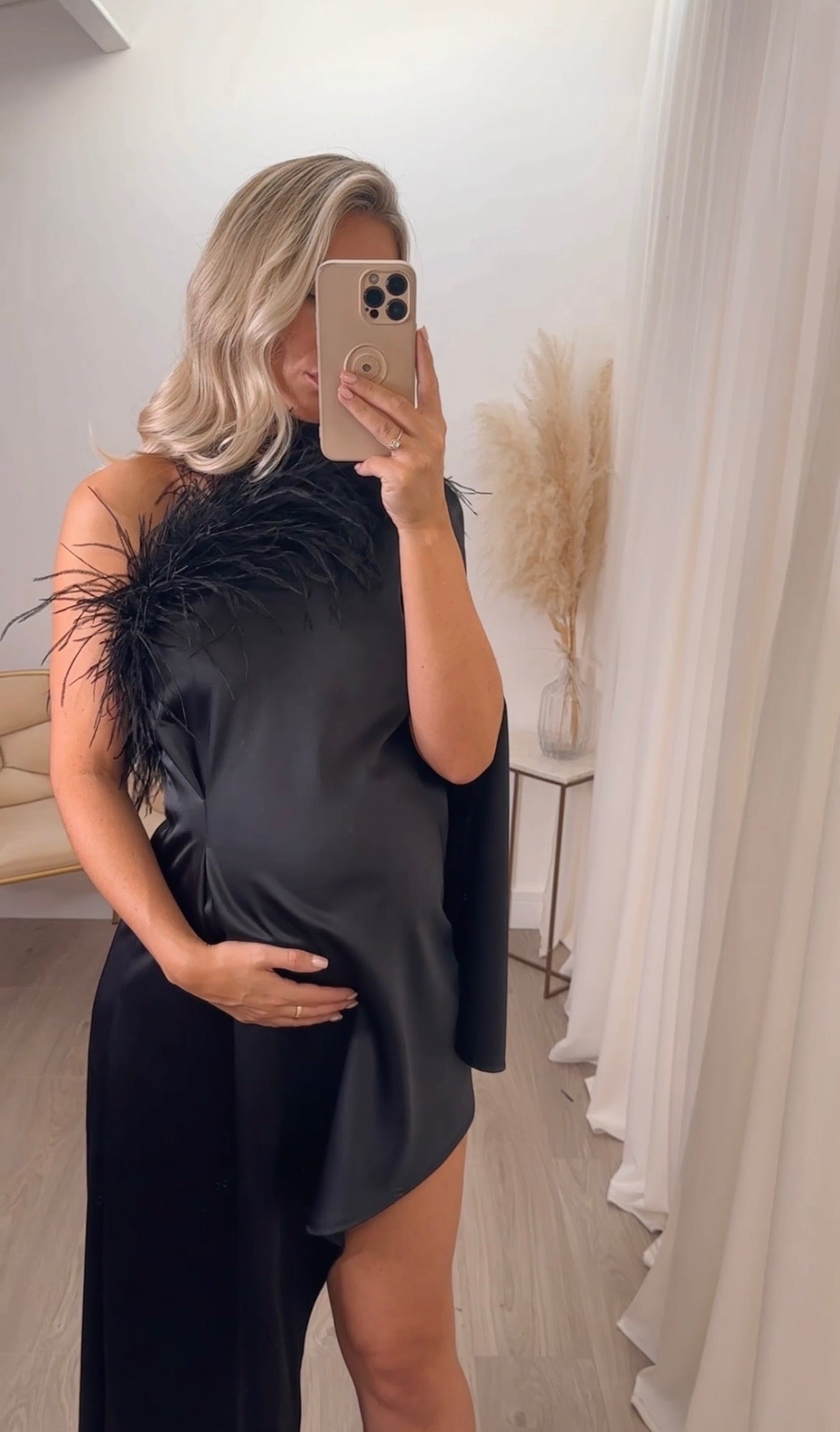 Liberty Ostrich Maternity Dress Black