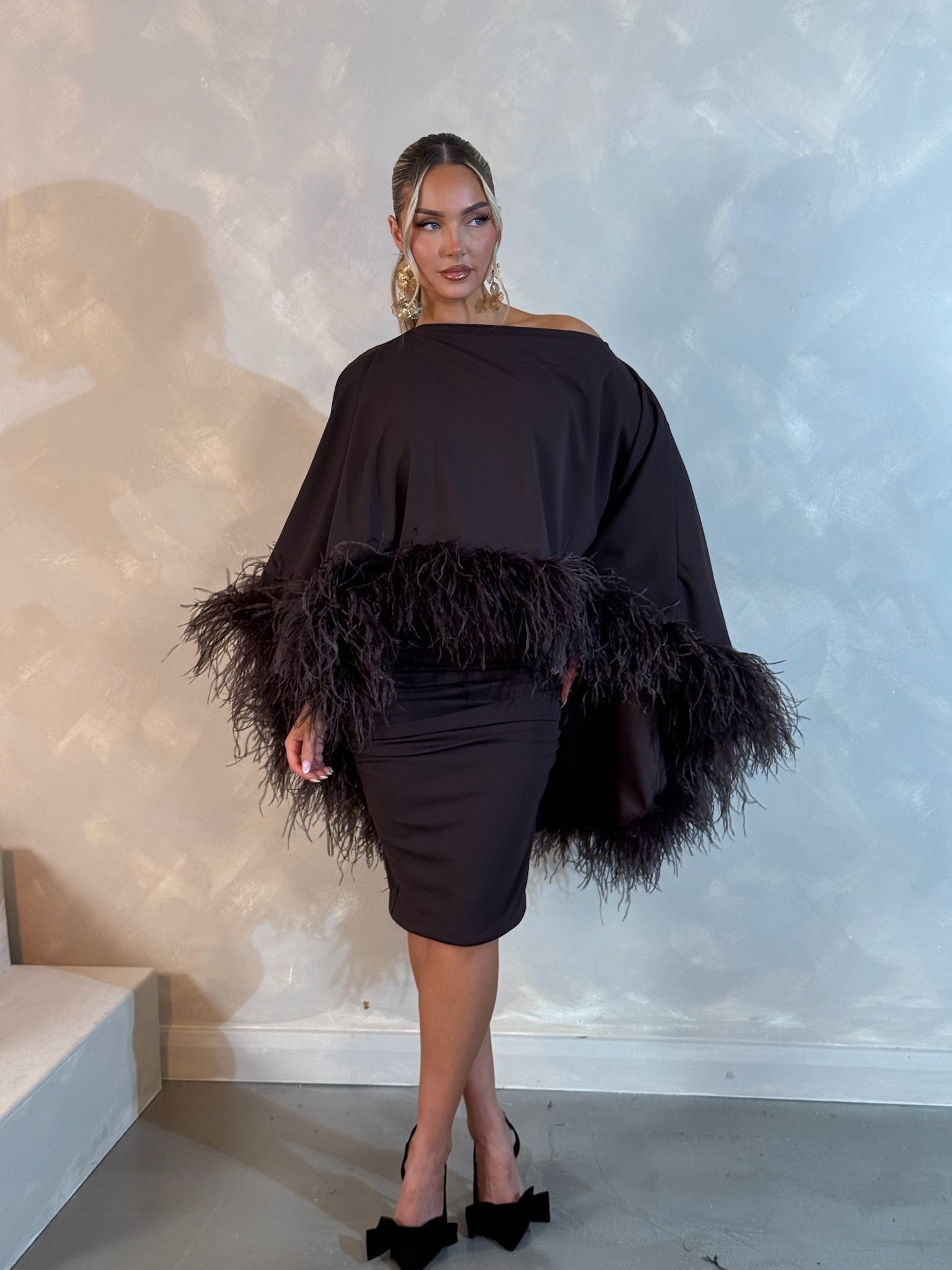 Kylie Cape Midi Skirt Set chocolate brown