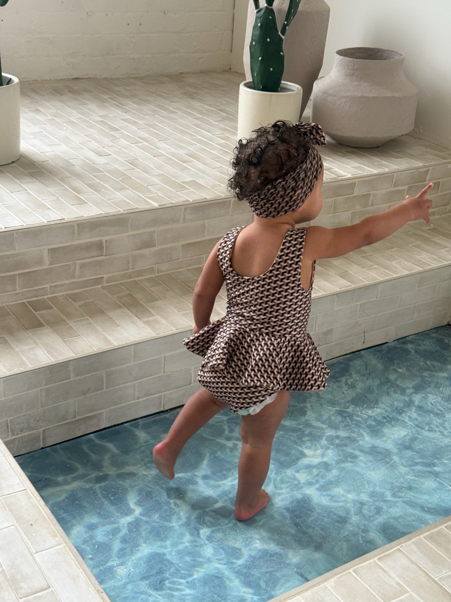 Mini Miami Taupe Peplum Ruffle Swimsuit