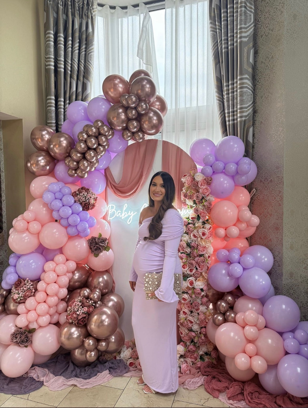 April Two Sleeve Maternity Floorlength Dress Lilac