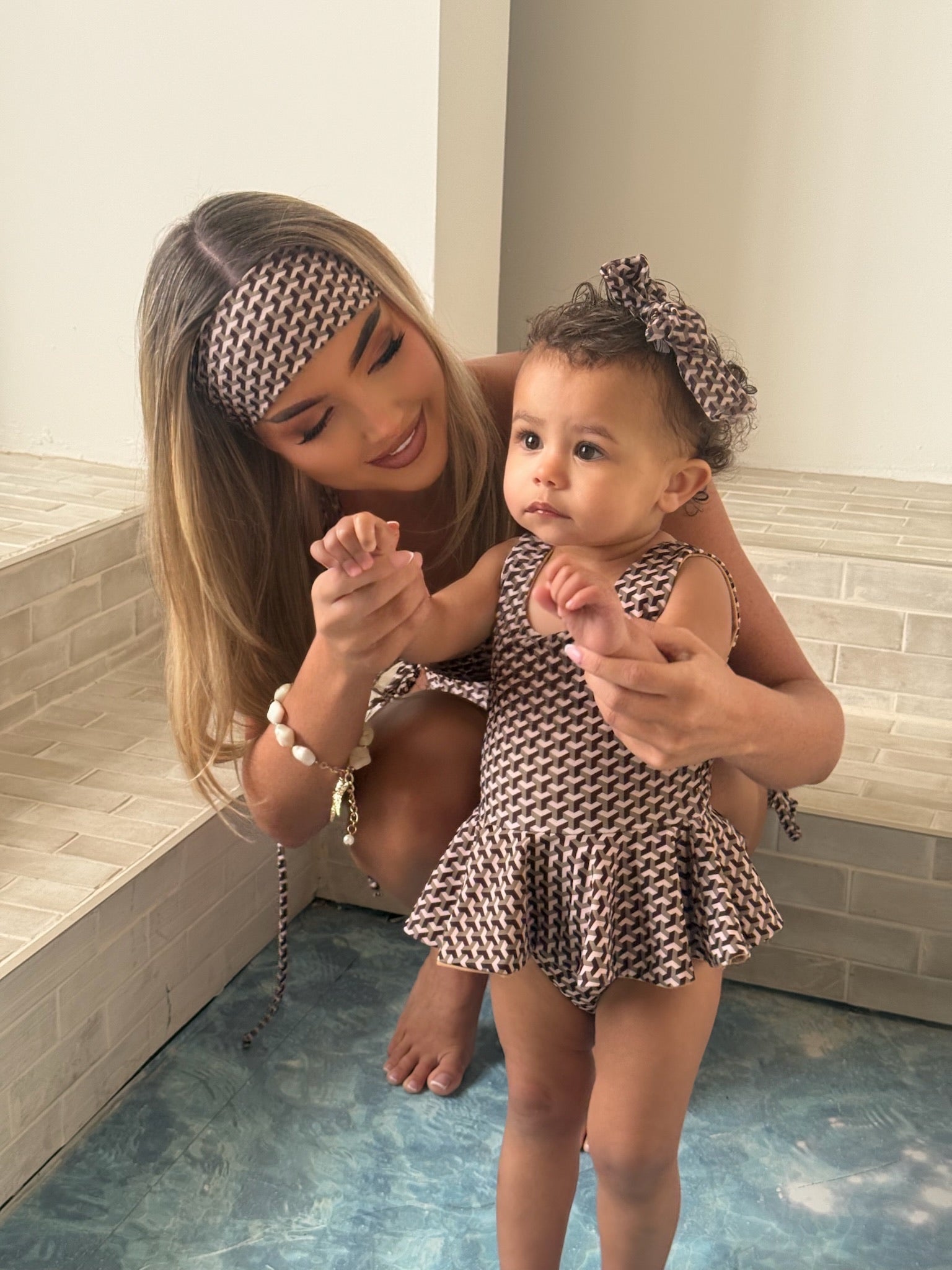 Mini Miami Taupe Peplum Ruffle Swimsuit