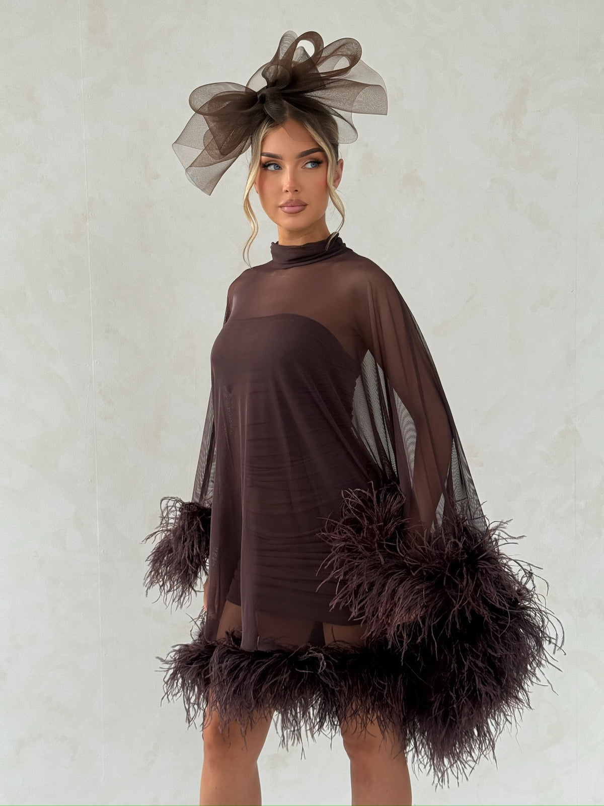 Cindy Cape Dress Two Piece Set Chocolate Brown