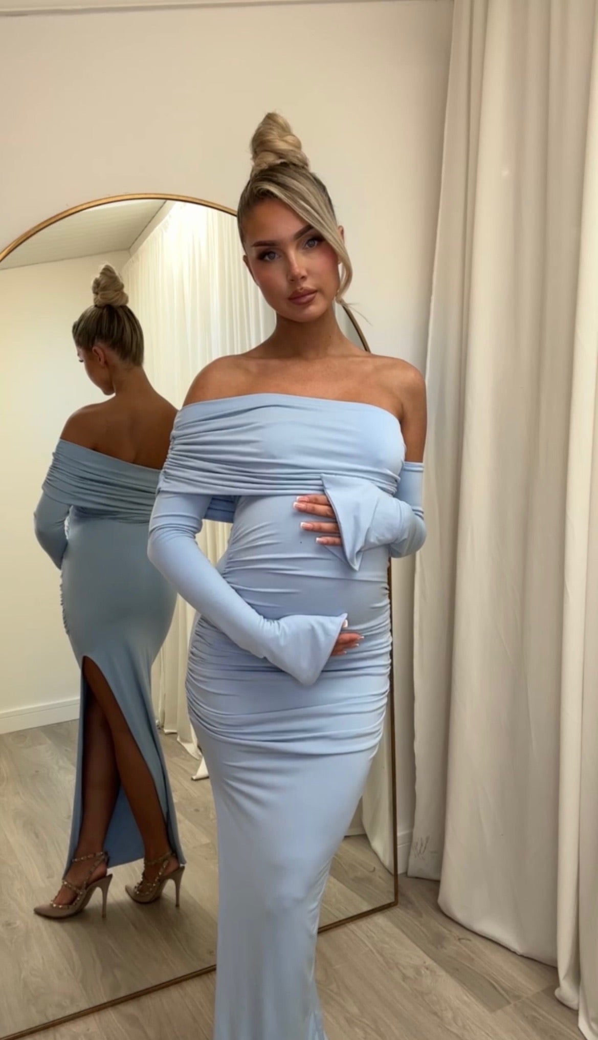 April Two Sleeve Maternity Dress Baby Blue