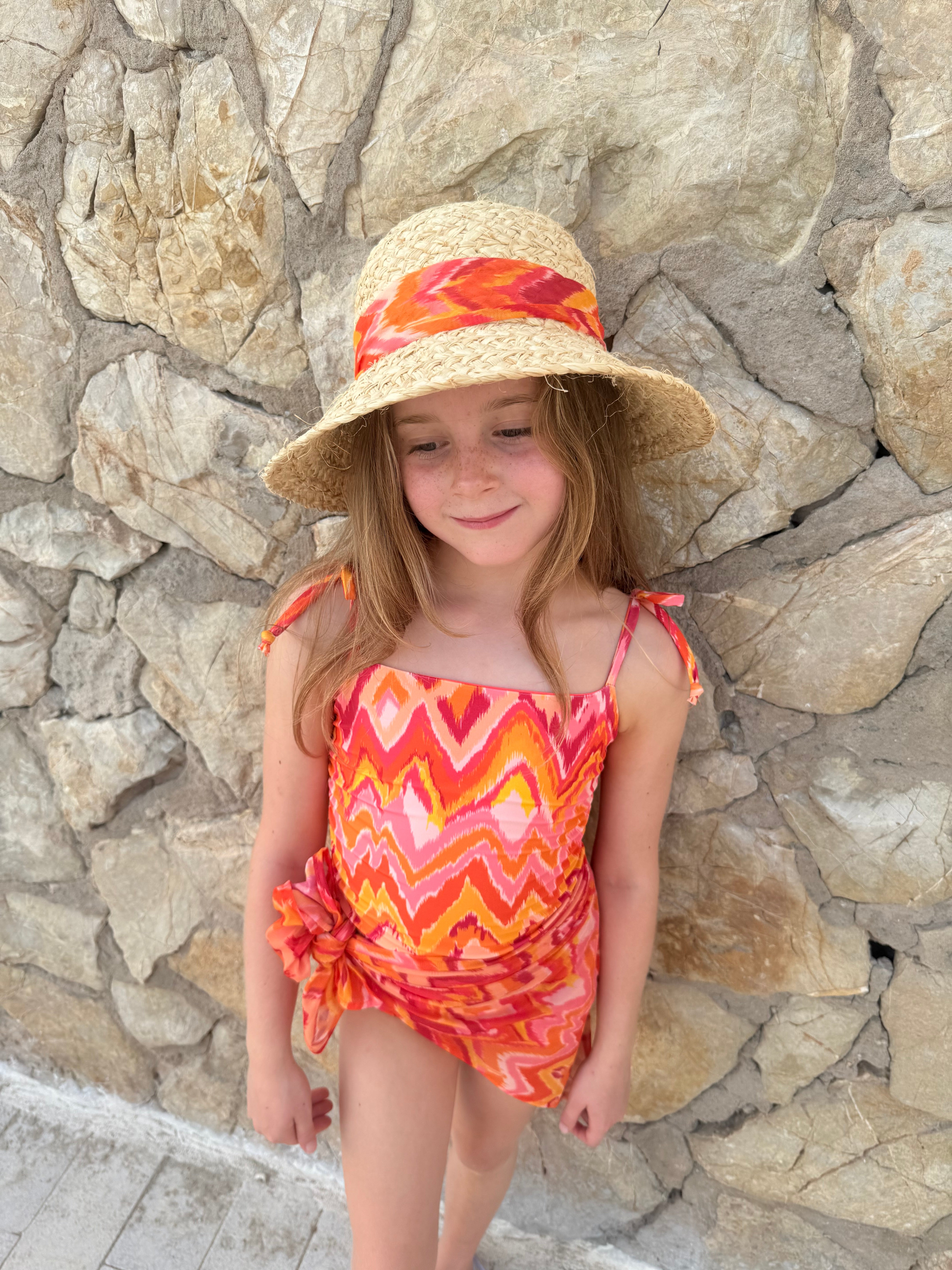 Mini Marrakesh Orange Gathered Tie Shoulder Swimsuit