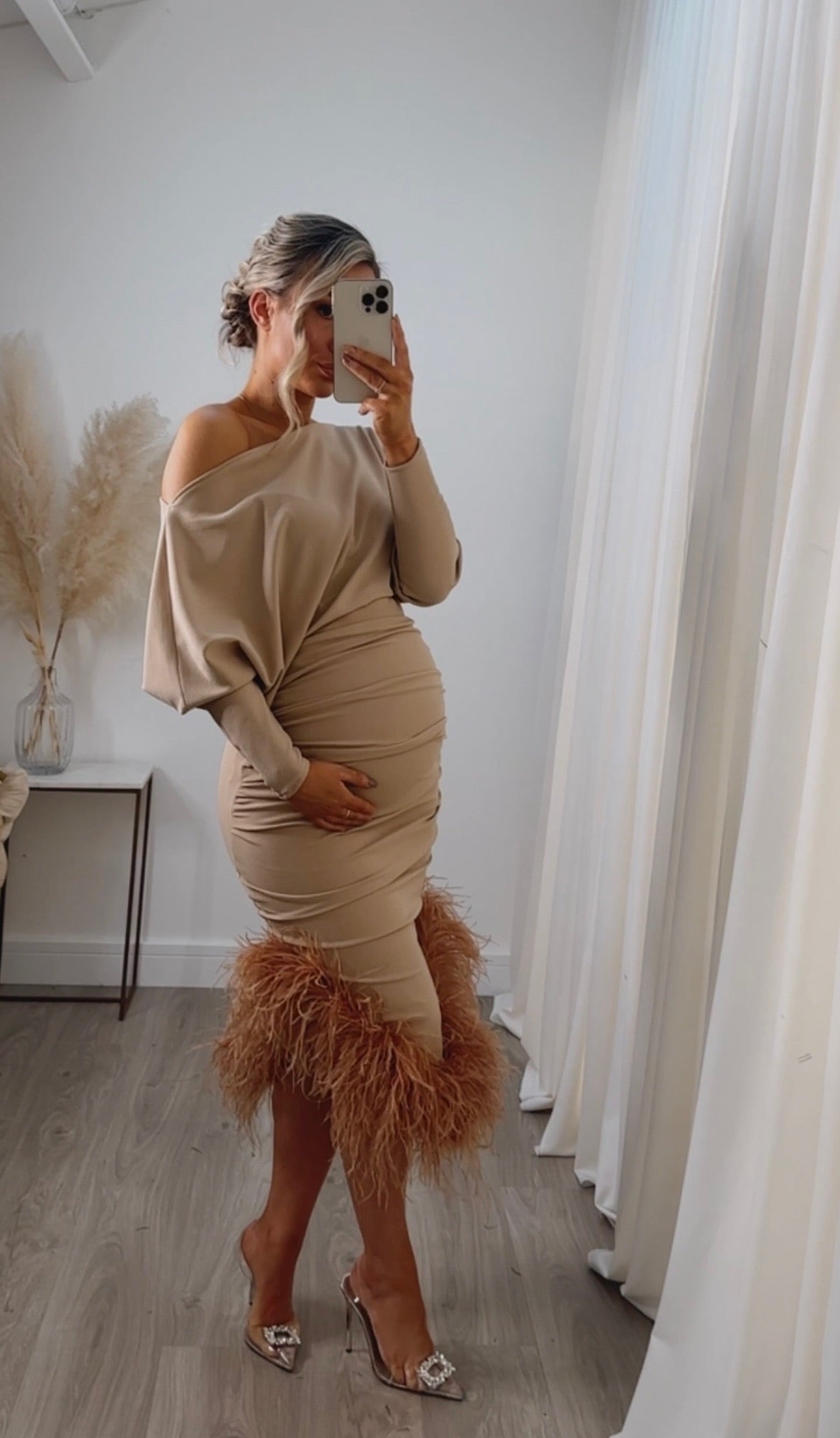 Arella Maternity Dress Beige