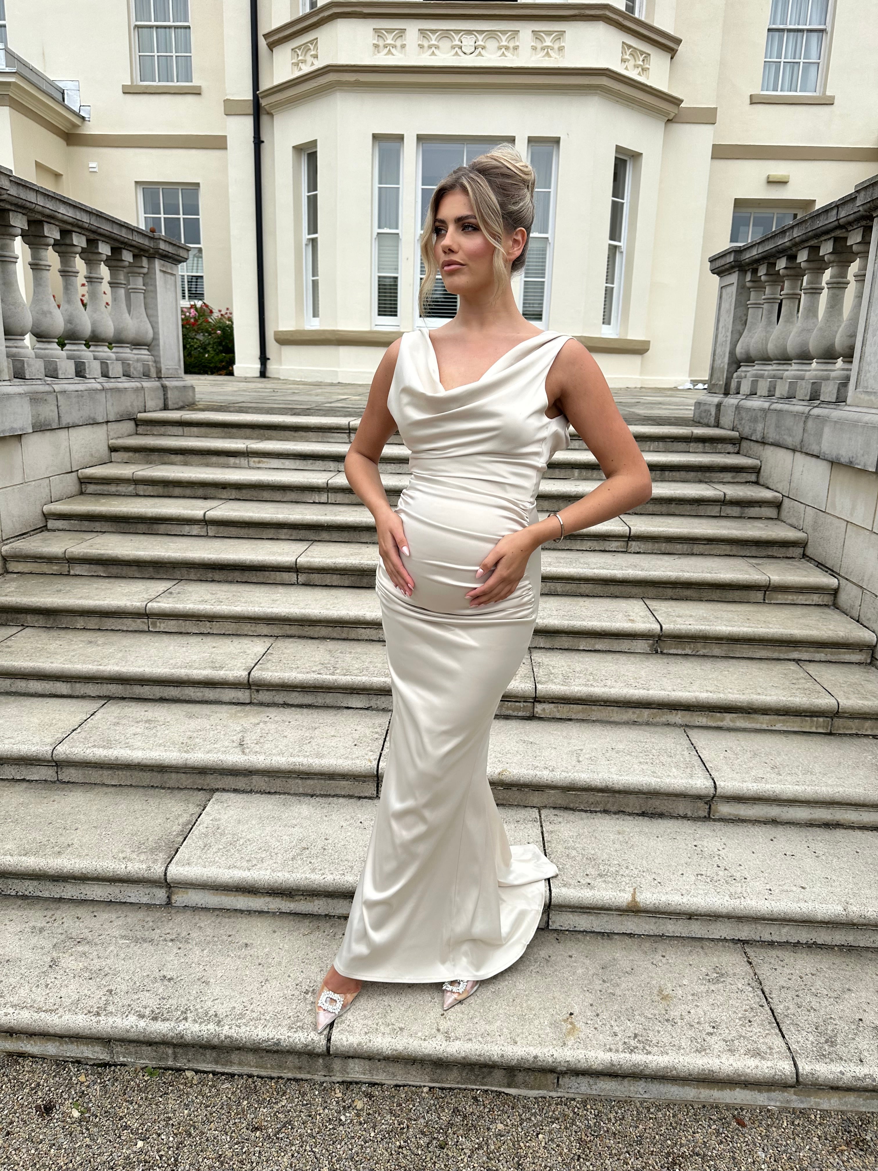 Santorini Maternity Dress Champagne