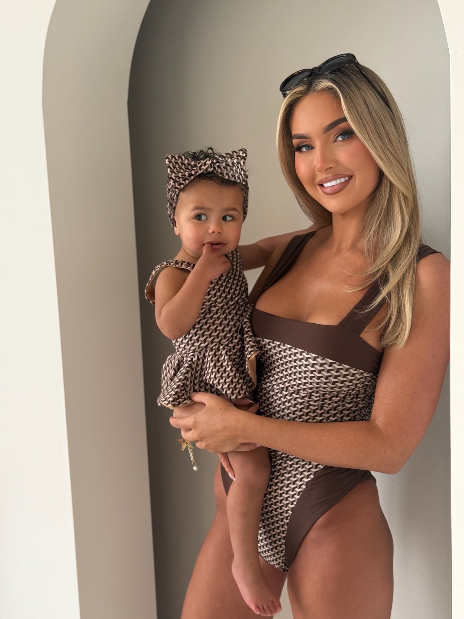 Miami Taupe Two Toned Square Neck Swimsuit