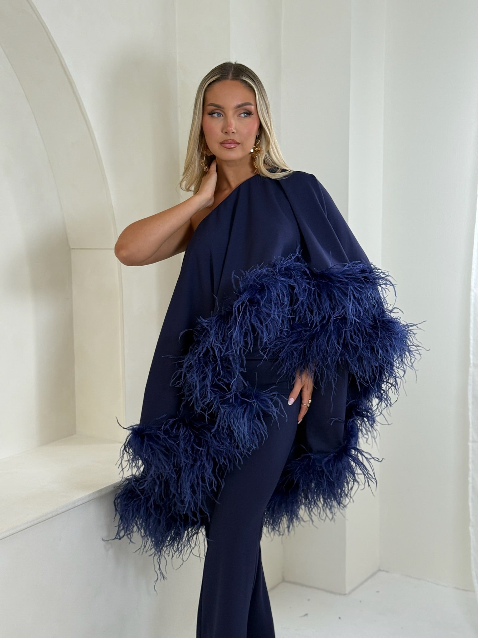 Mimi Cape Trouser Set Navy Blue