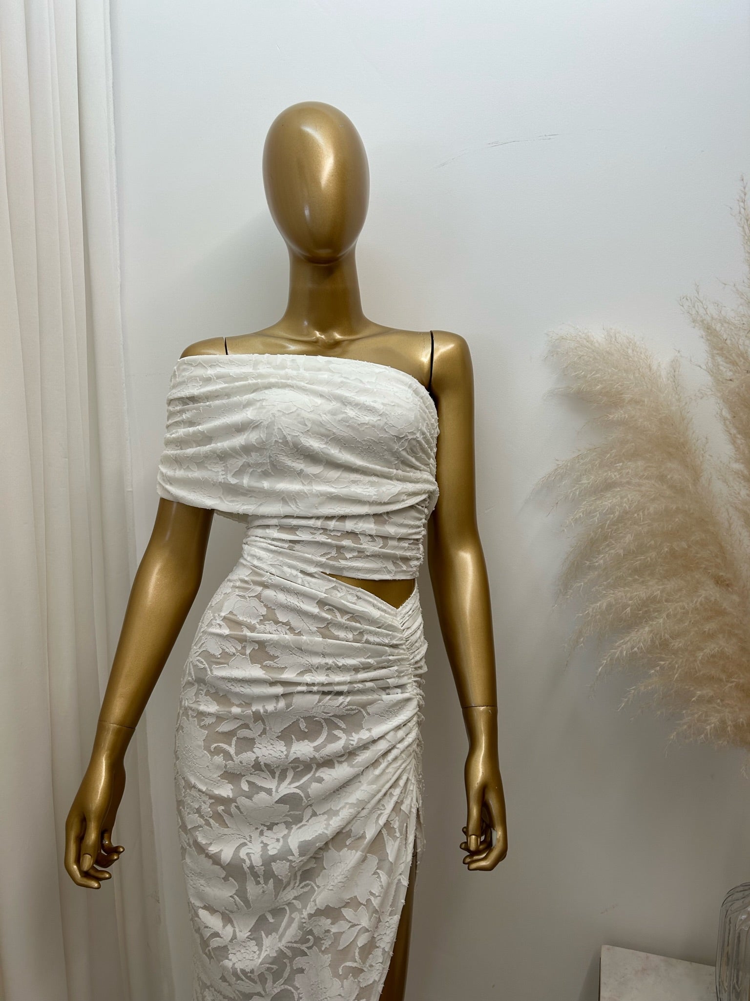 Olivia Asymmetric sleeveless Dress sheer white