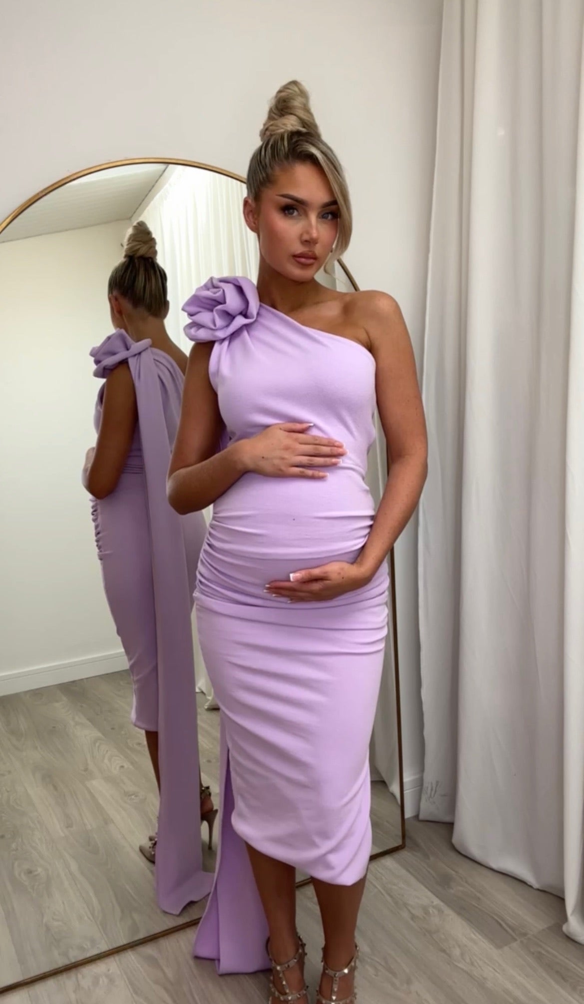Maya Maternity Midi Dress Lilac
