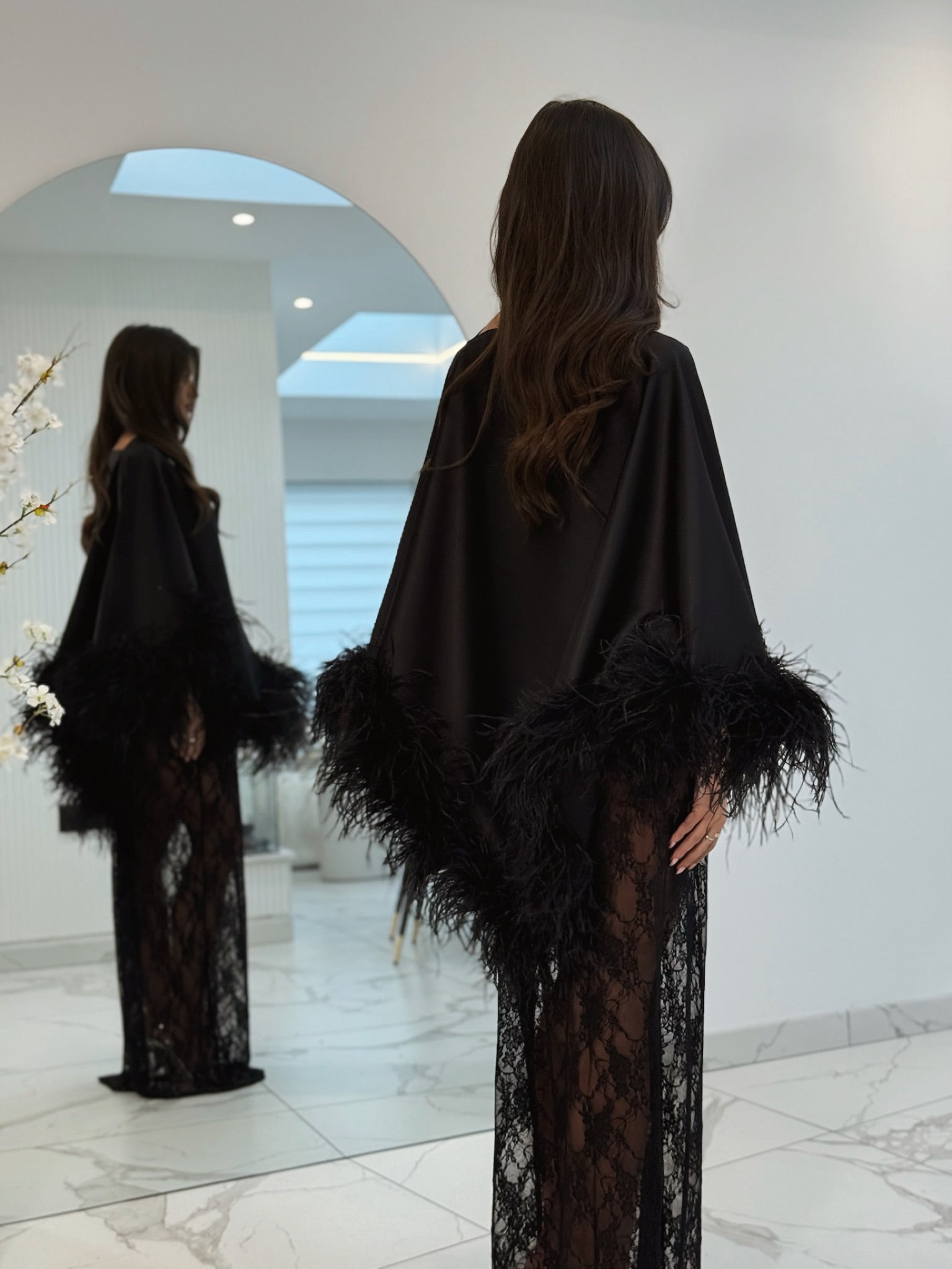 Amina Cape Skirt Set Black