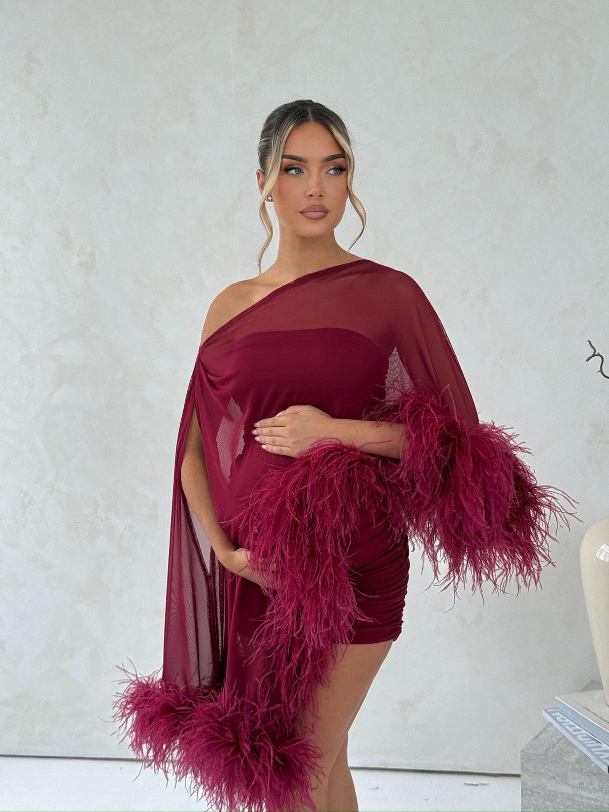 Cindy Cape Top Two Piece Maternity Set Wine