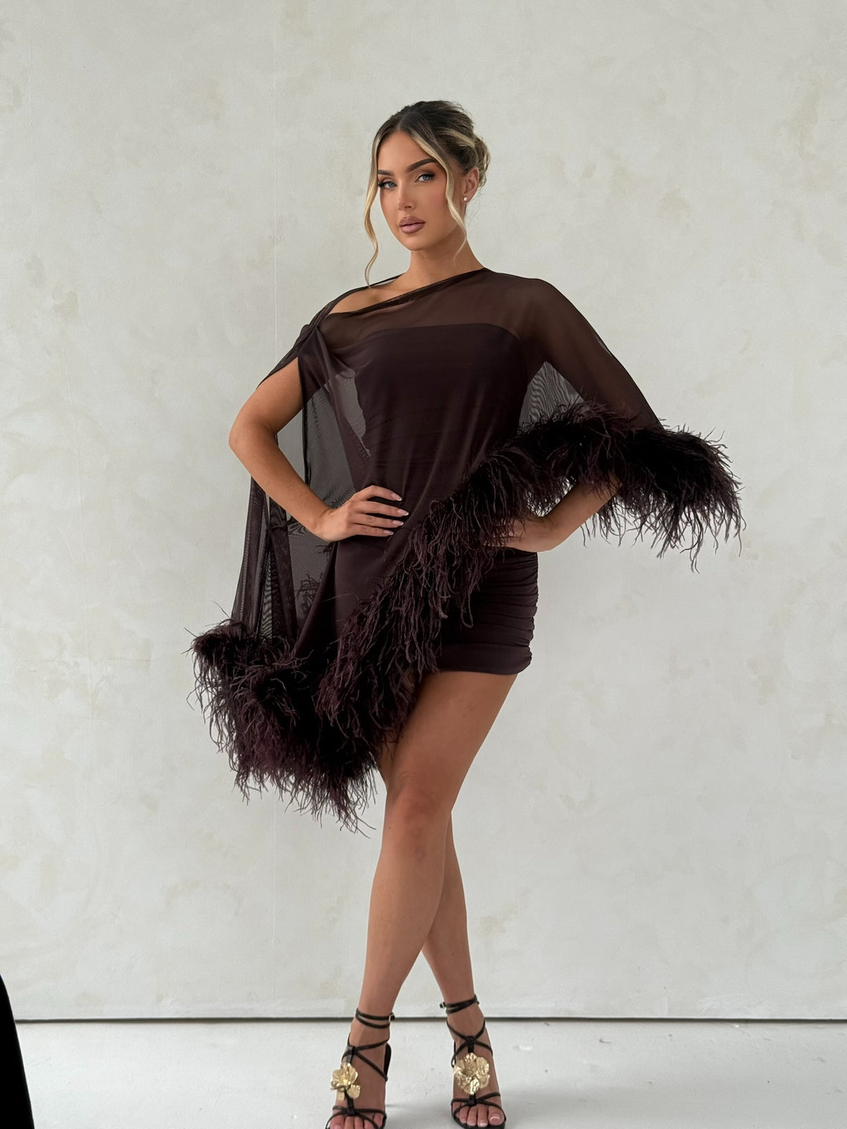 Cindy Cape Top Two Piece Set Chocolate Brown