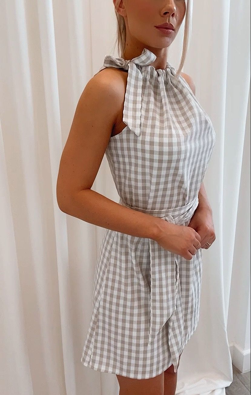 Alba Dress Nude Gingham