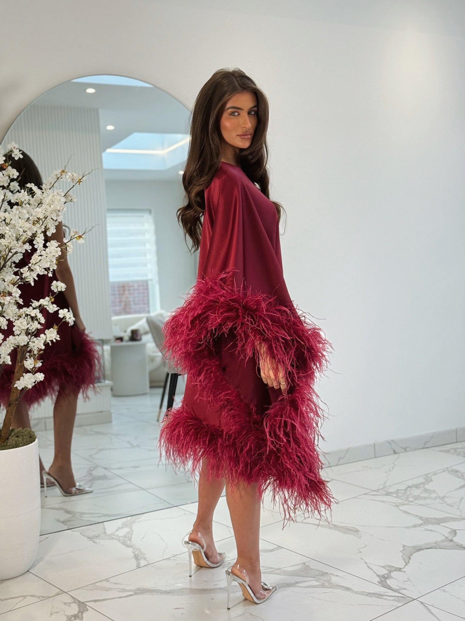 Capri Mini Dress Wine Satin