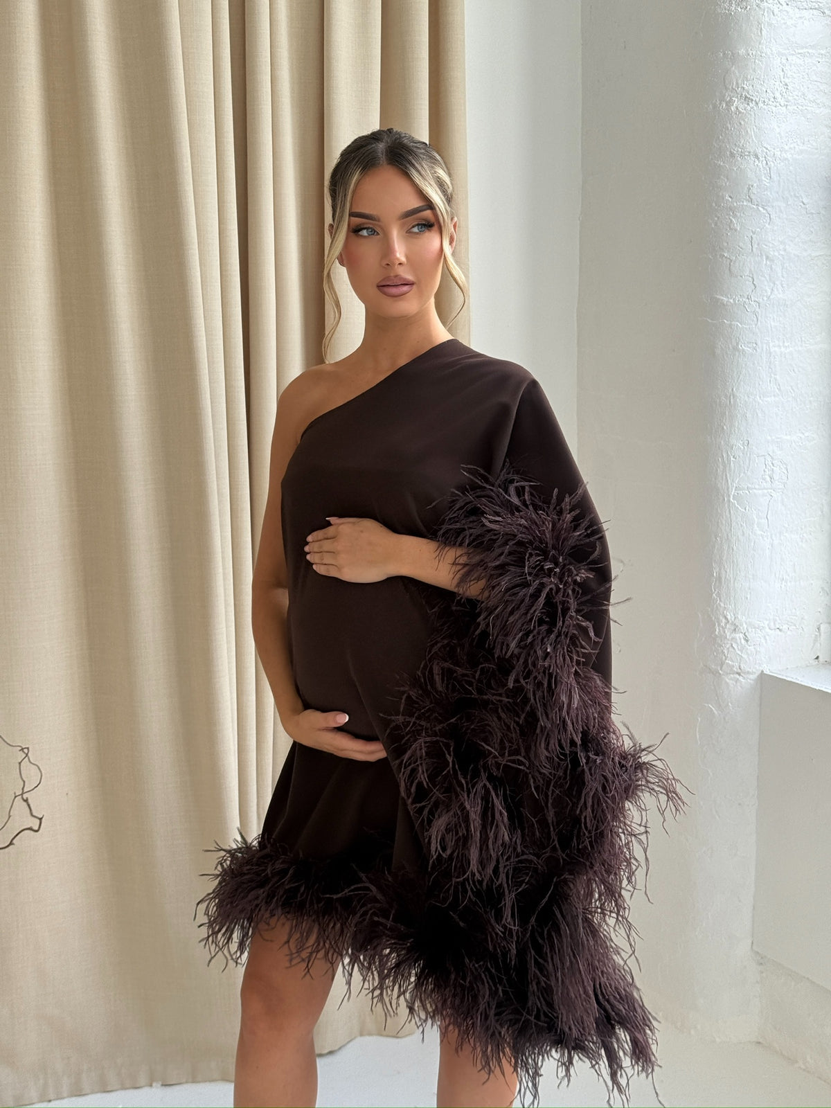Capri maternity Mini Dress Chocolate Brown