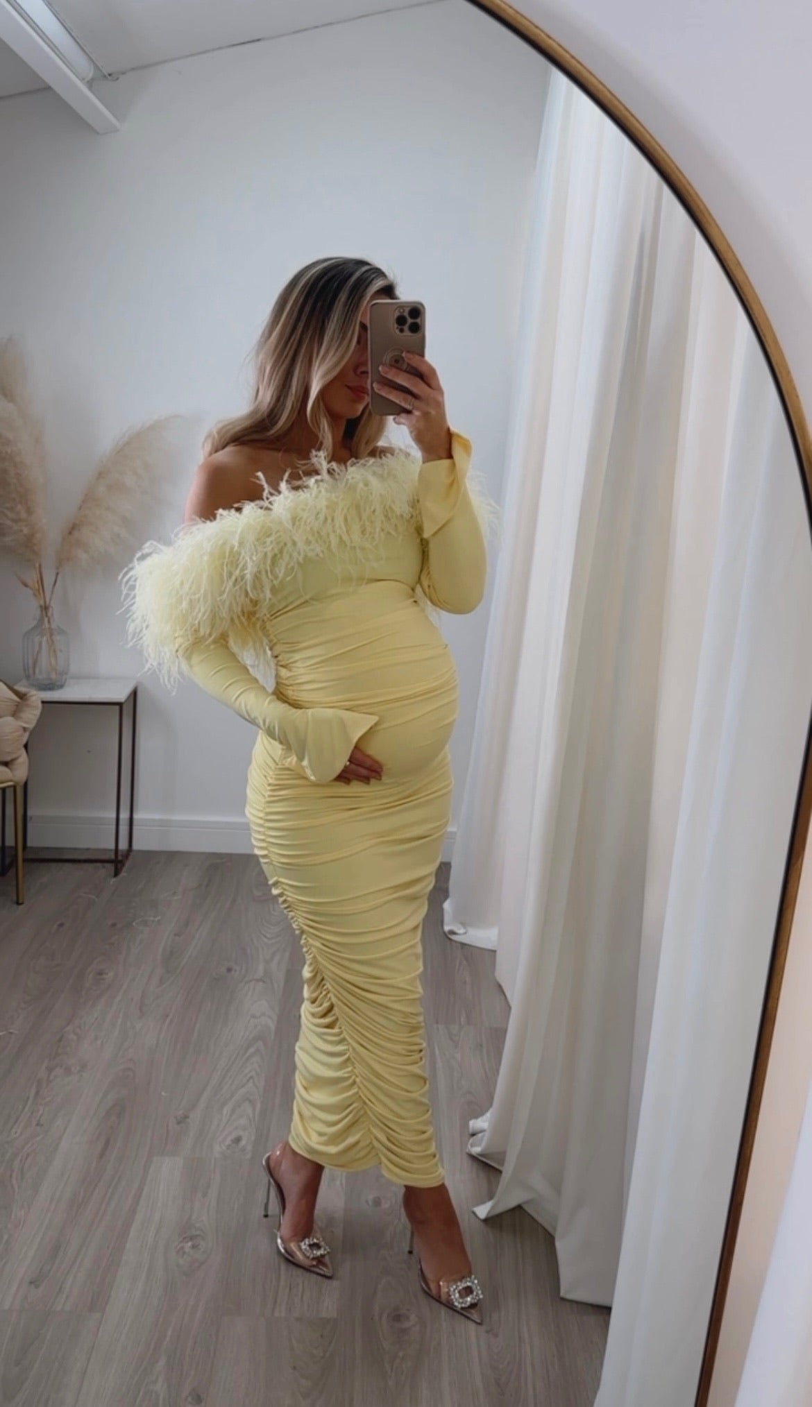 Carrie Ostrich Maternity Maxi Yellow