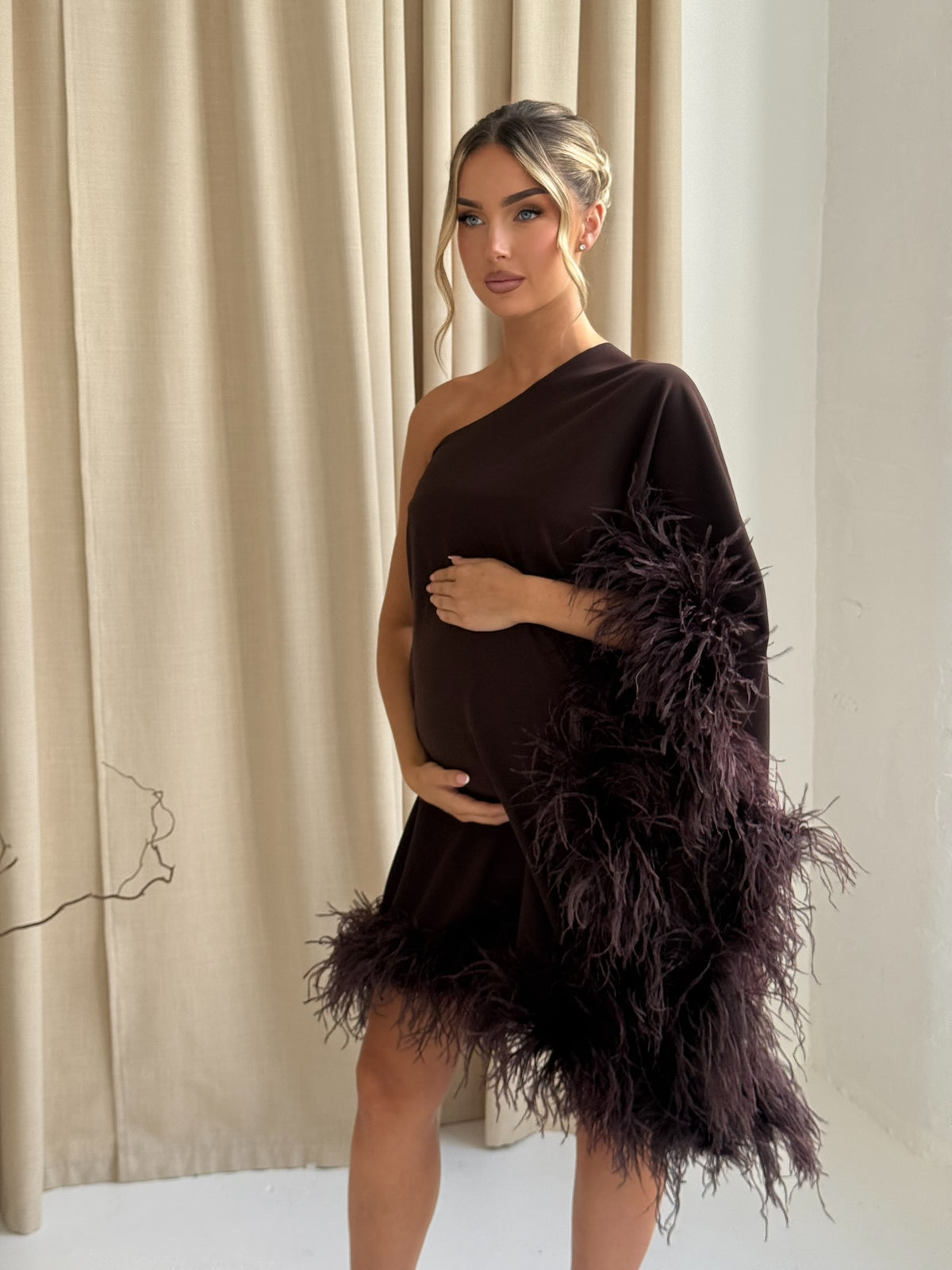 Capri maternity Mini Dress Chocolate Brown