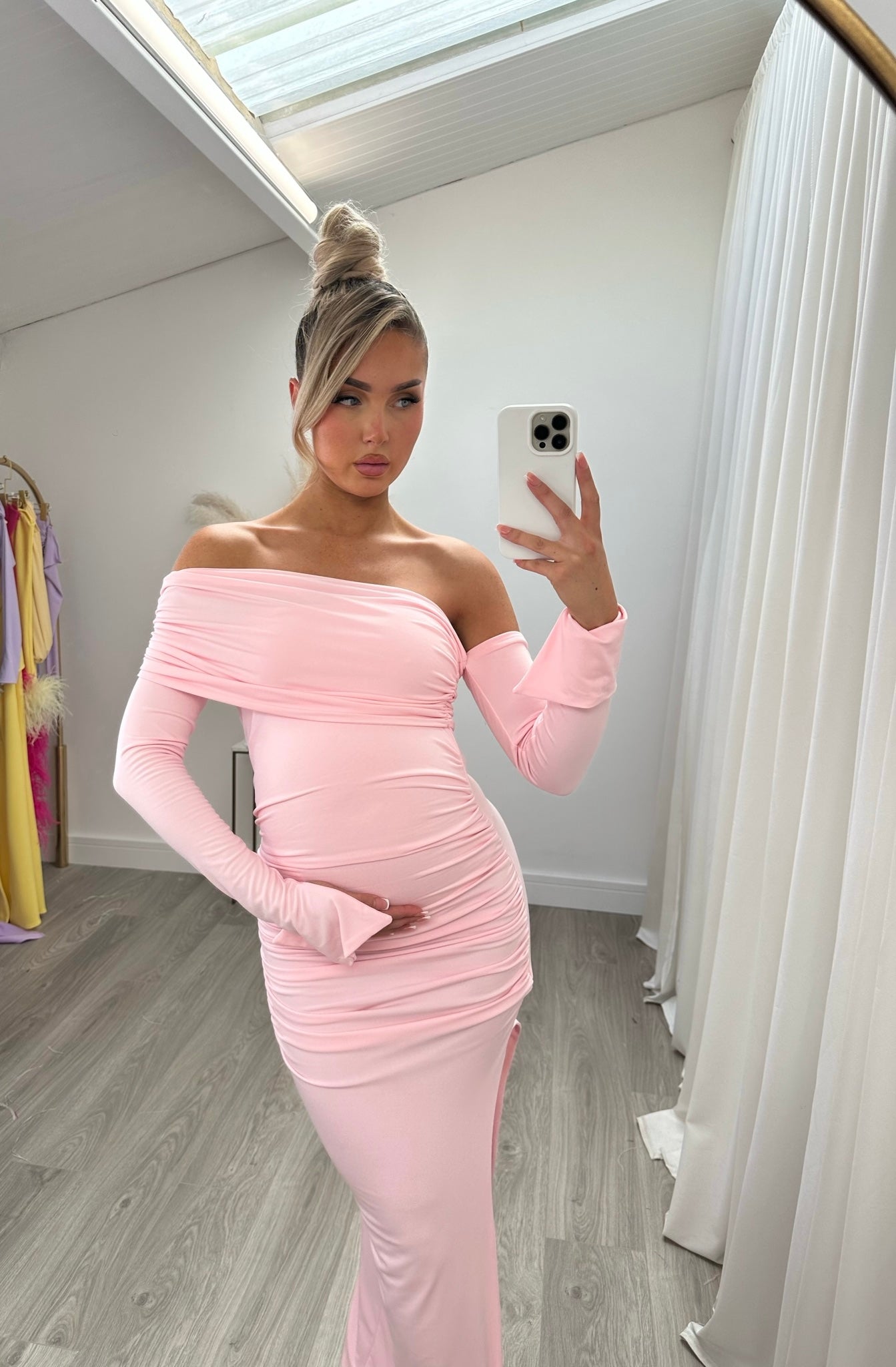 April Two Sleeve Maternity Dress Baby Pink
