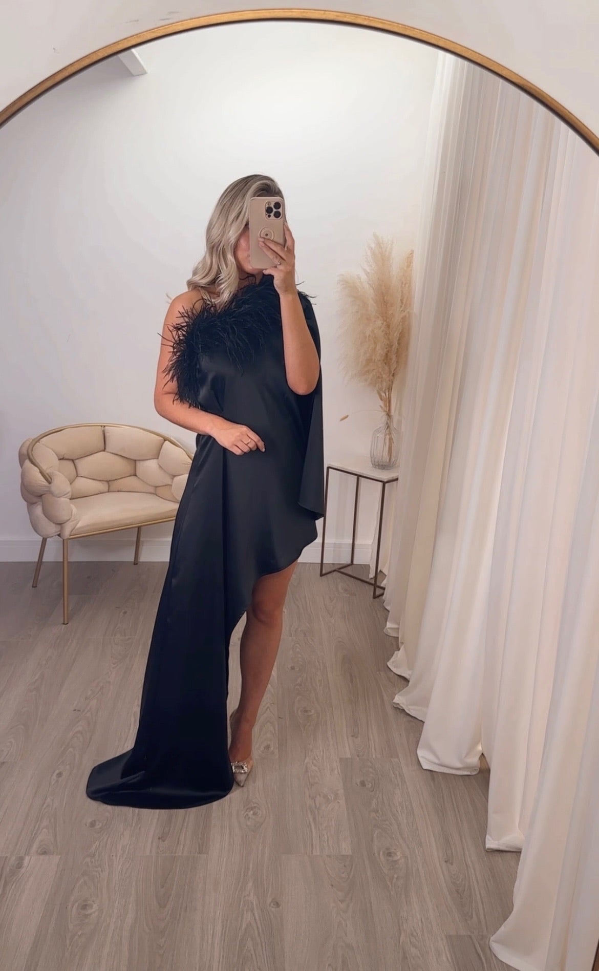 Liberty Ostrich Dress Black