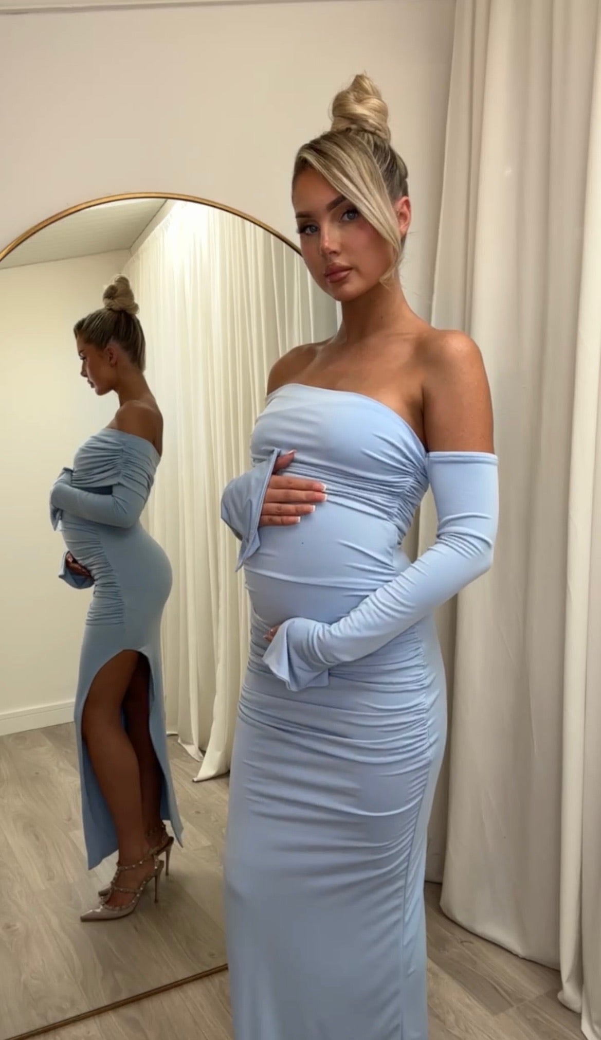 April Two Sleeve Maternity Dress Baby Blue