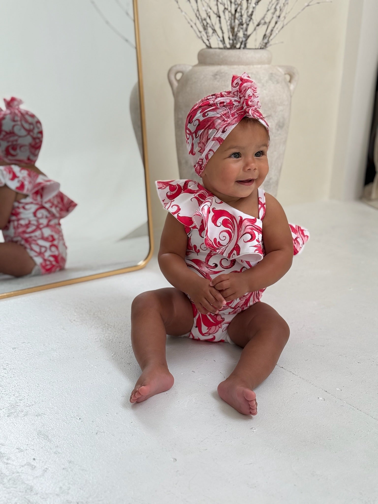Mini Riviera Pink Ruffle Turban