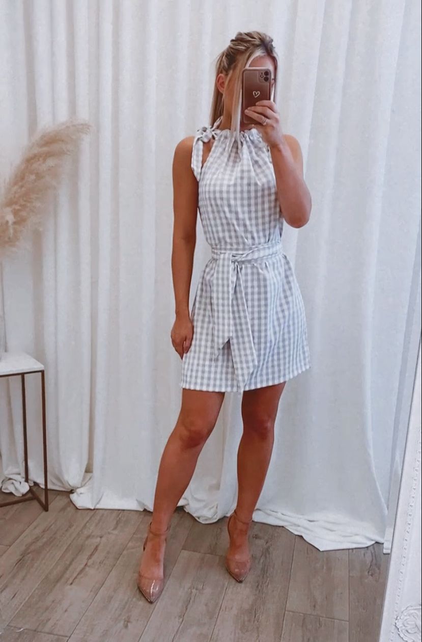 Alba Dress Nude Gingham