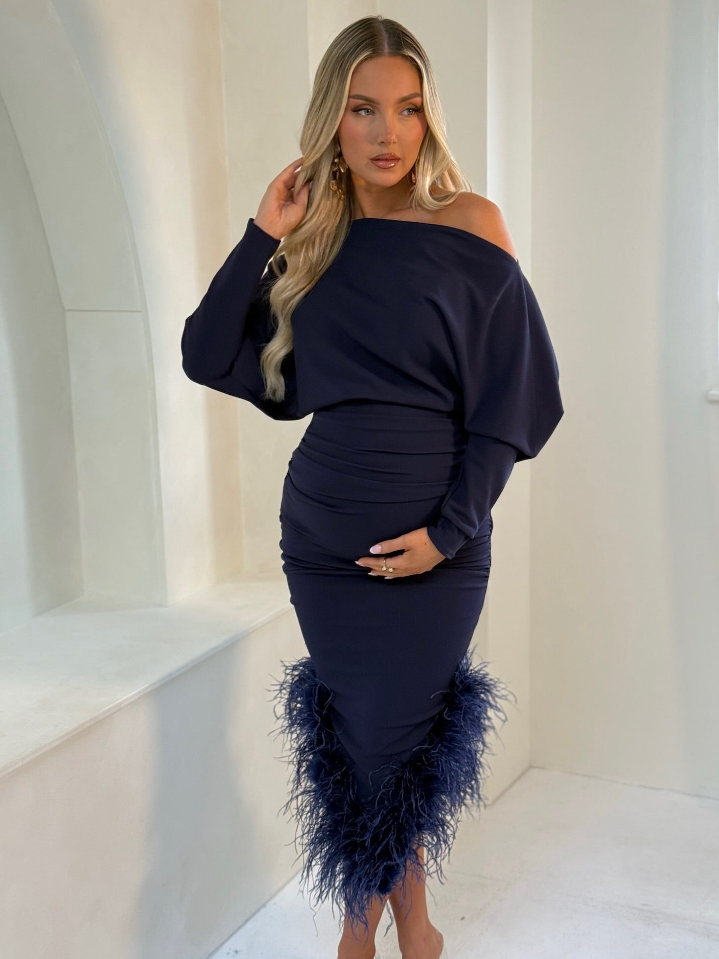 Arella Maternity Dress Navy Blue