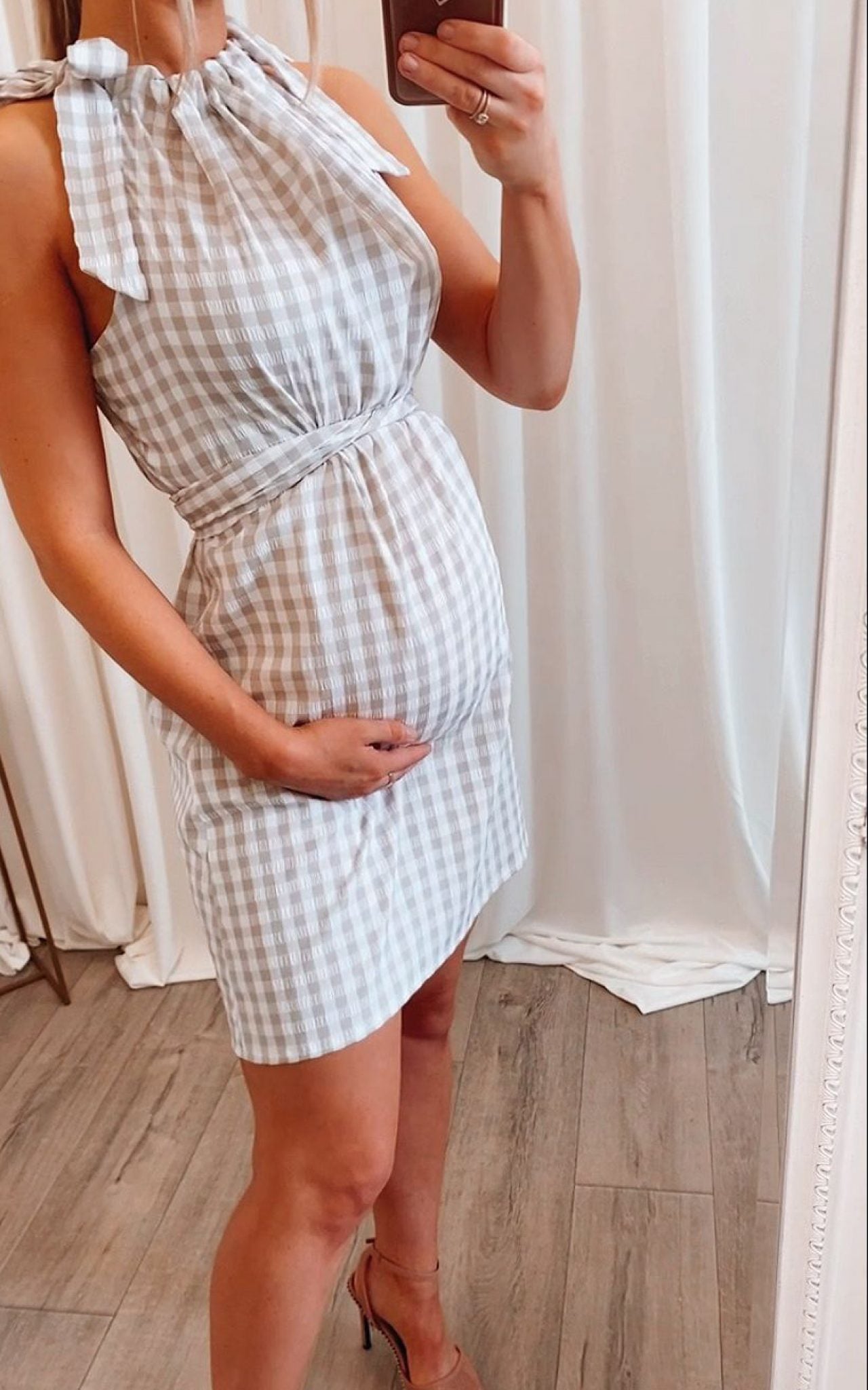 Alba Maternity Dress Nude Gingham