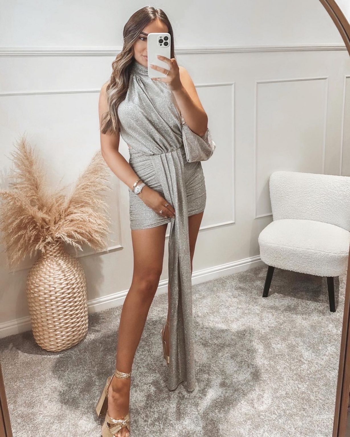 Ami Sleeveless Dress Gold Glitter