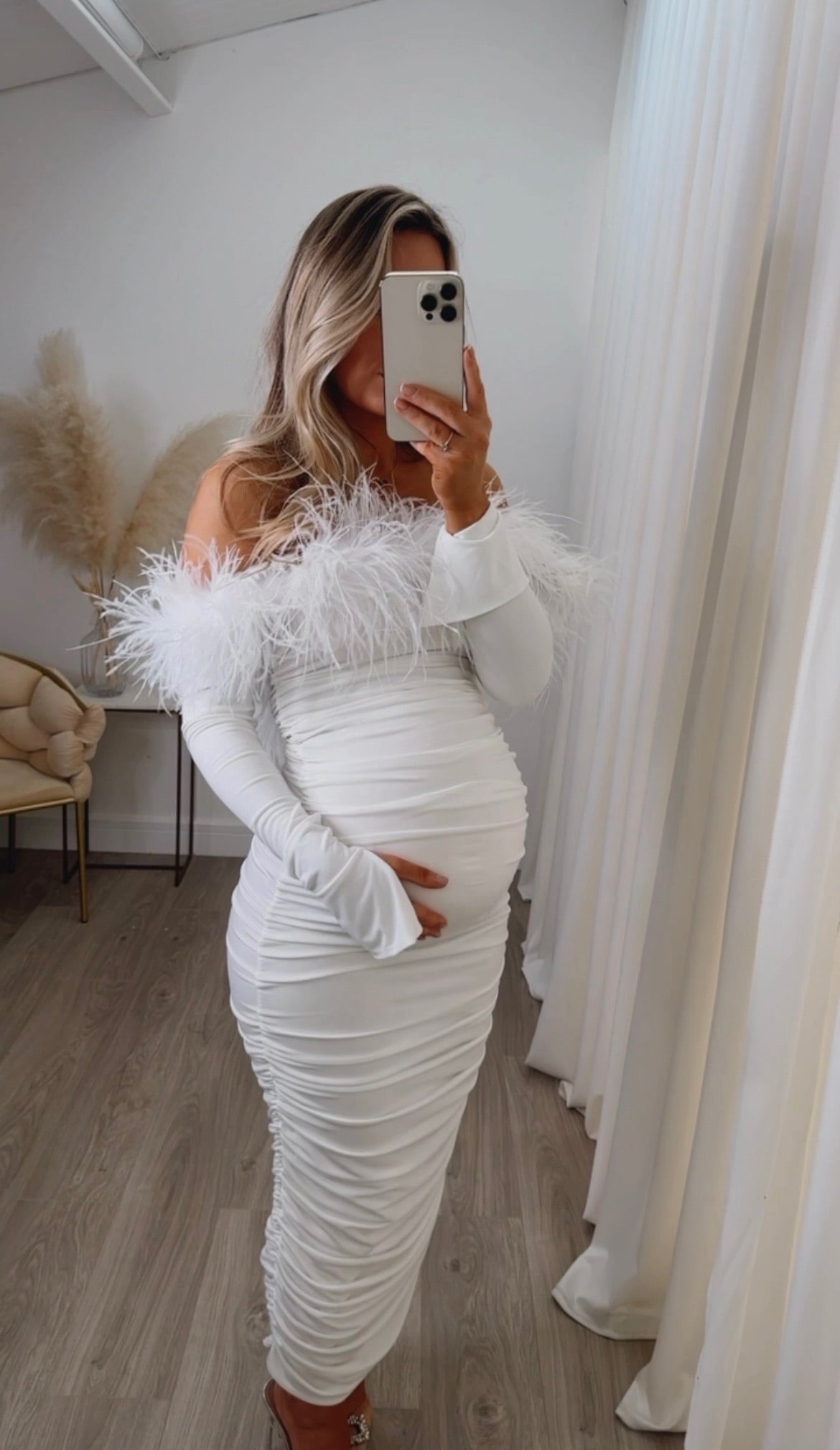 Carrie Ostrich Maternity Maxi White