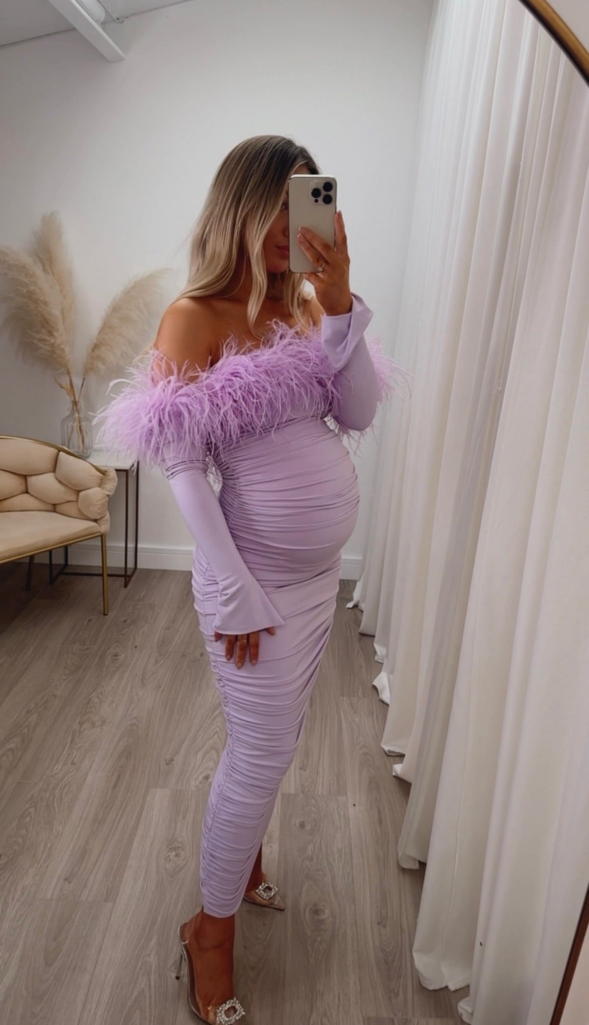 Carrie Ostrich Maternity Maxi Lilac