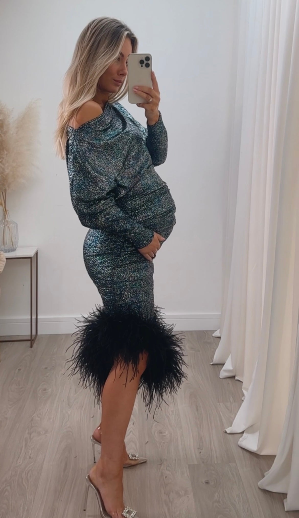 Arella Maternity Dress Black Glitter