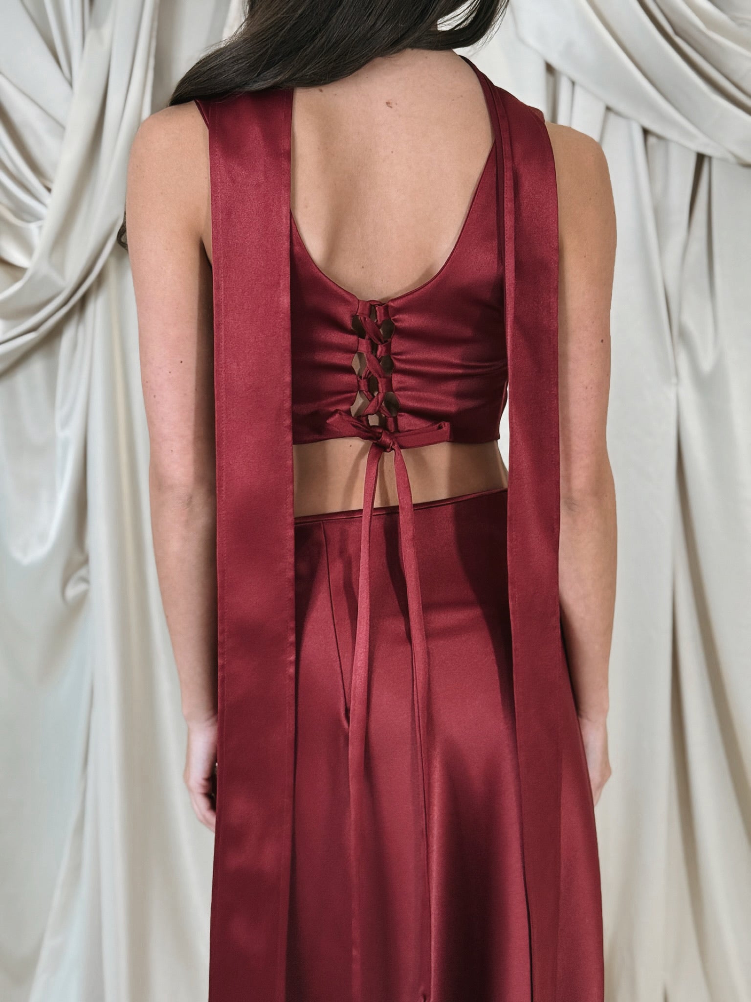 Eva Corset Scarf Top Wine