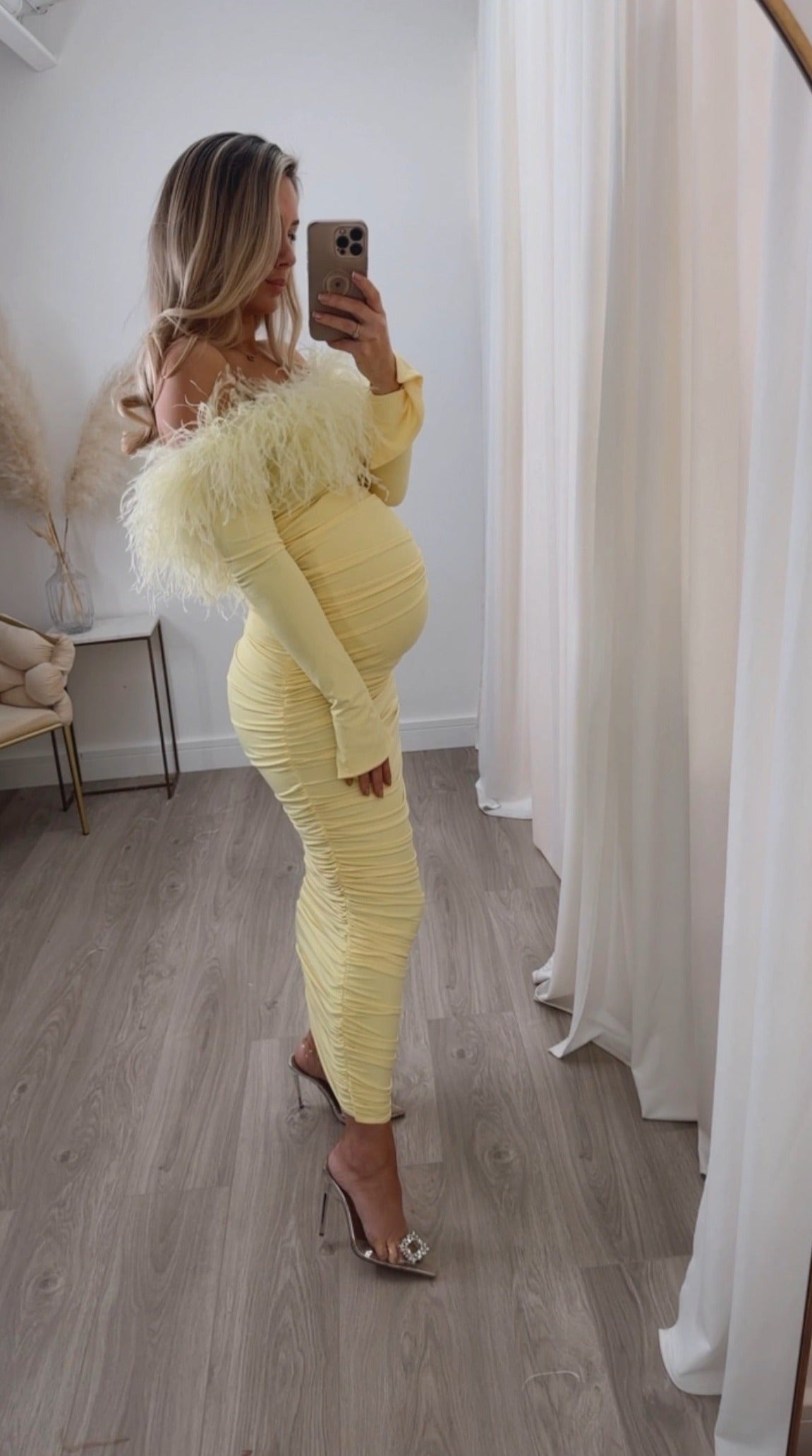 Carrie Ostrich Maternity Maxi Yellow