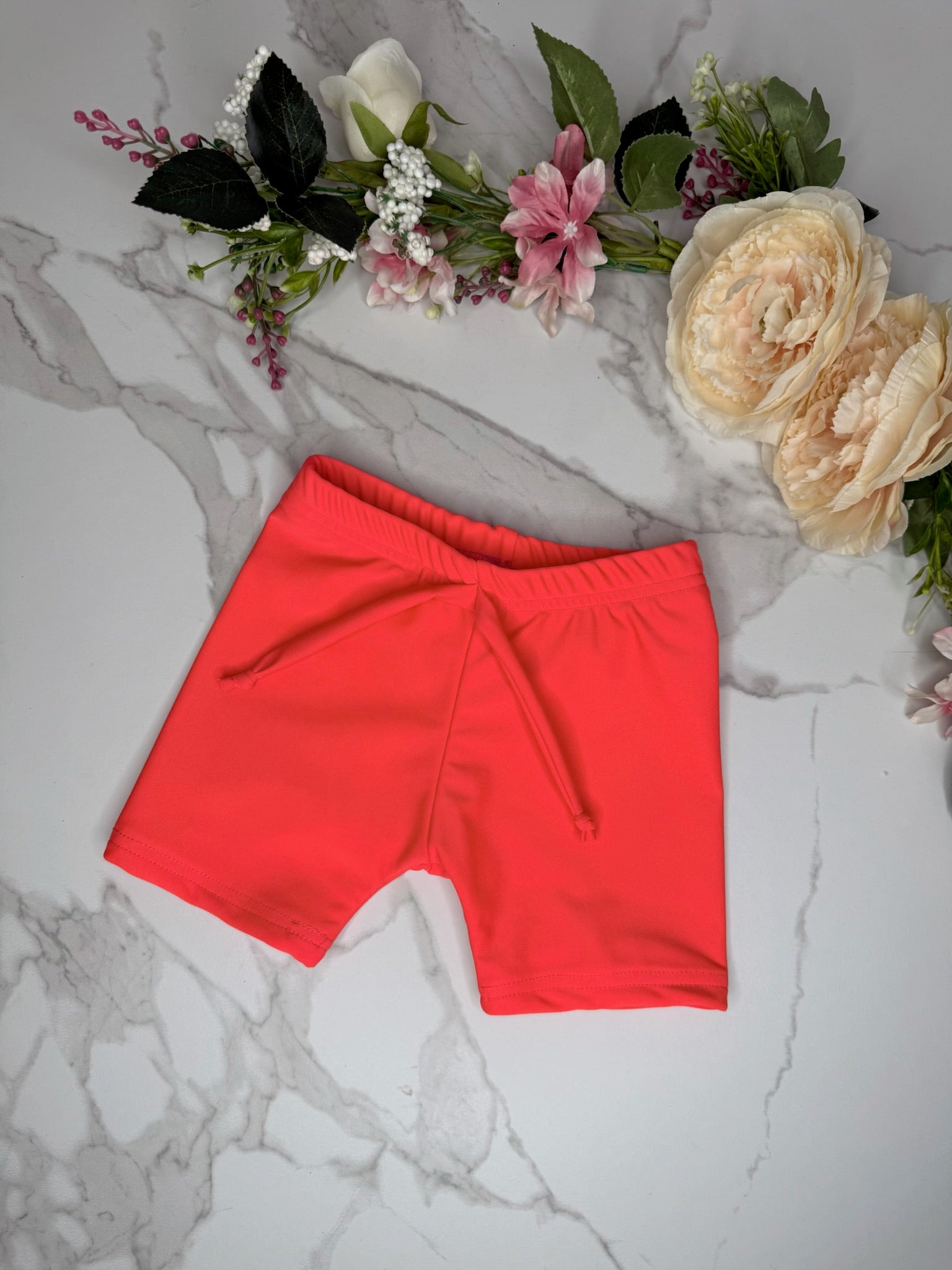 Mini Neon Red Swim Shorts