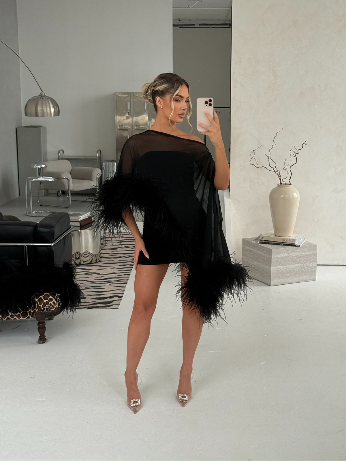 Cindy Cape Top Two Piece Set Black