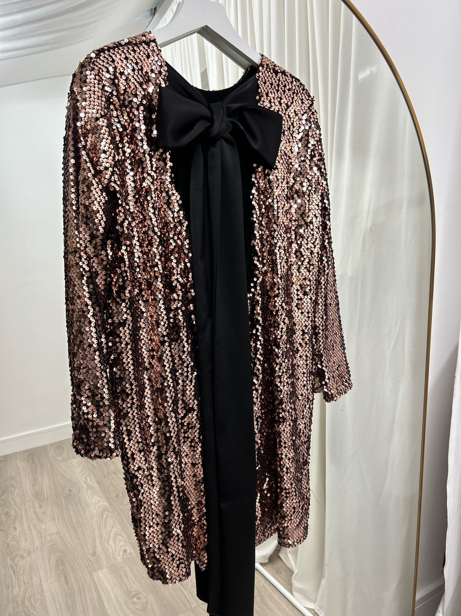 Belle Mini Dress Rose Gold Sequin