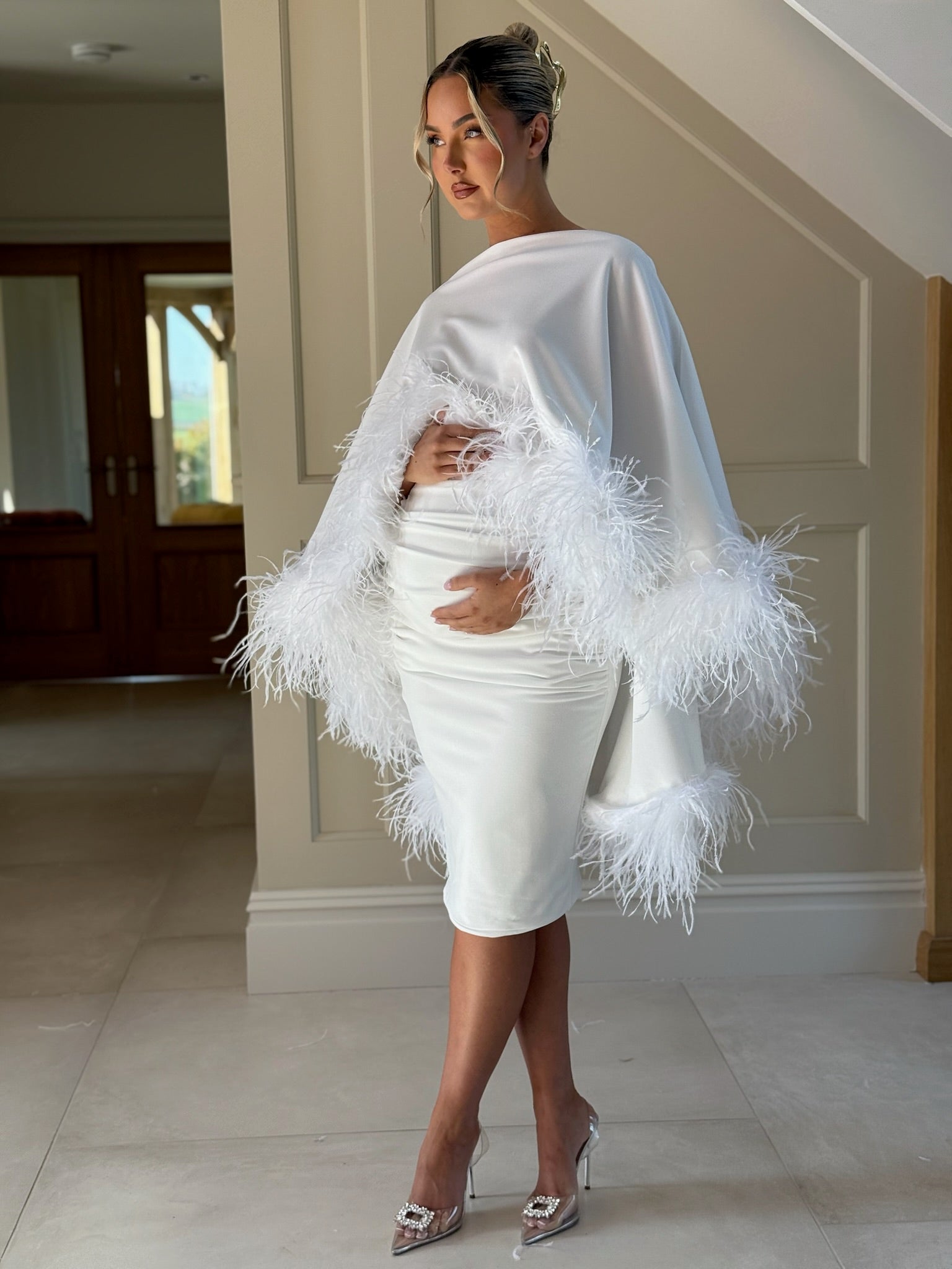 Kylie Cape Midi Skirt Maternity Set White