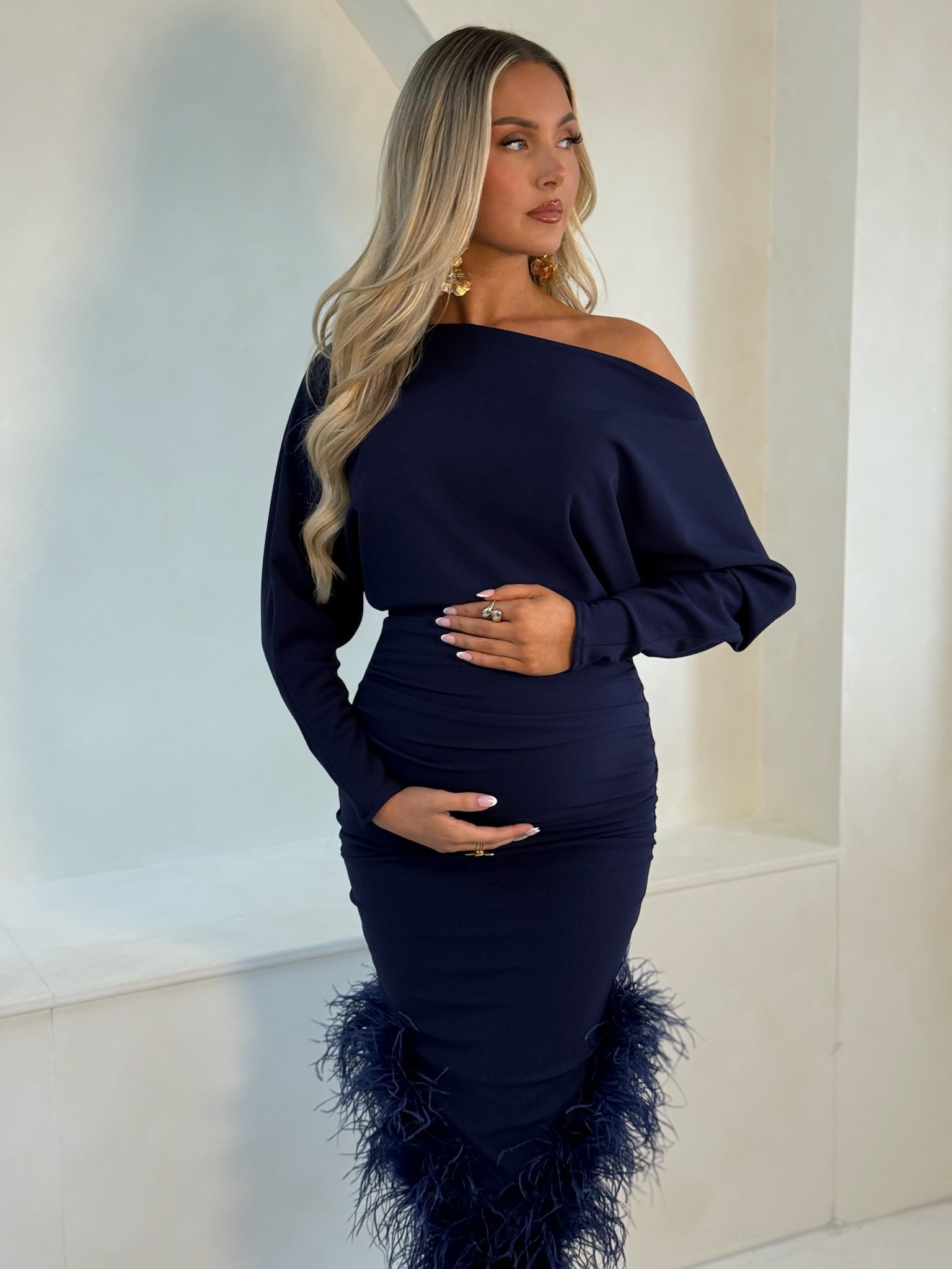 Arella Maternity Dress Navy Blue