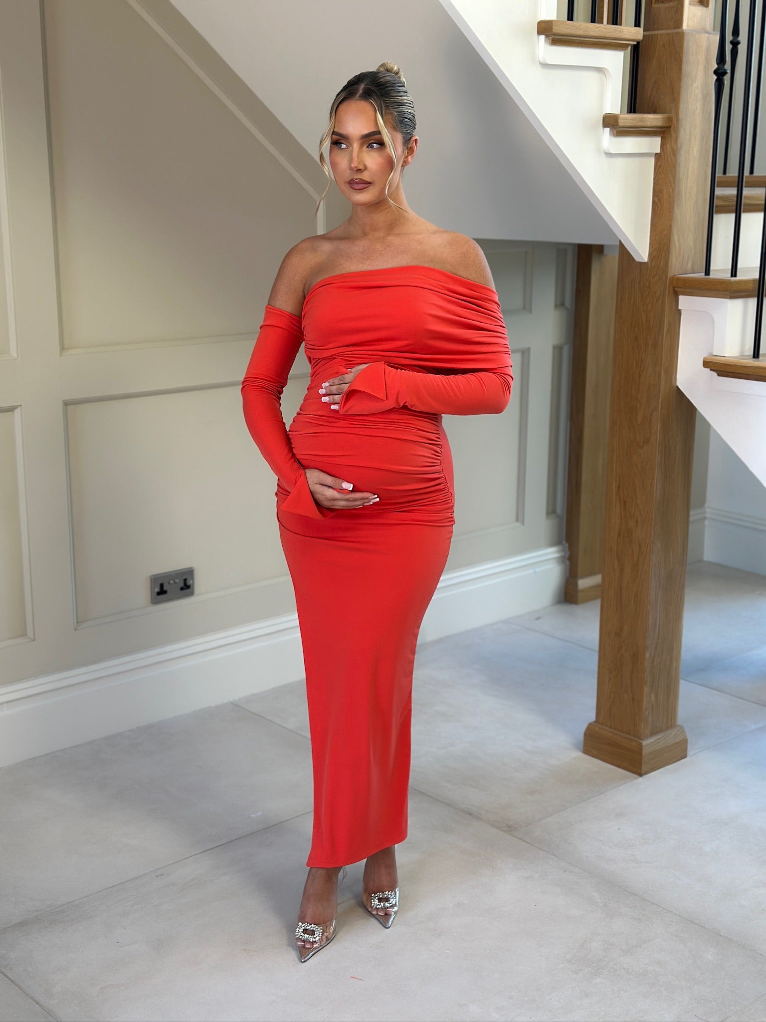 April Two Sleeve Maternity Dress Blood Orange