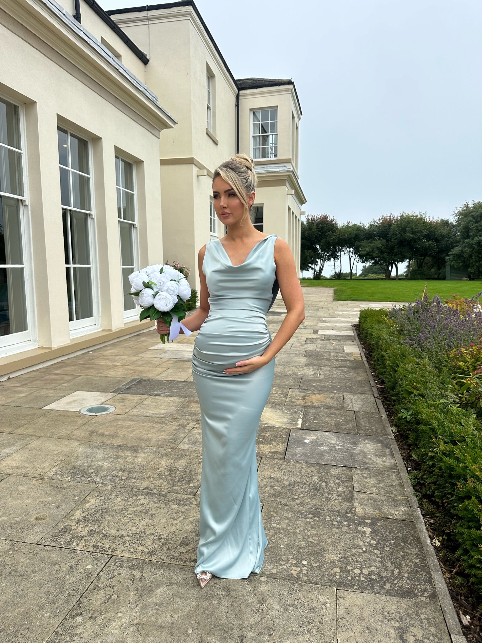 Santorini Maternity Dress Mineral Blue